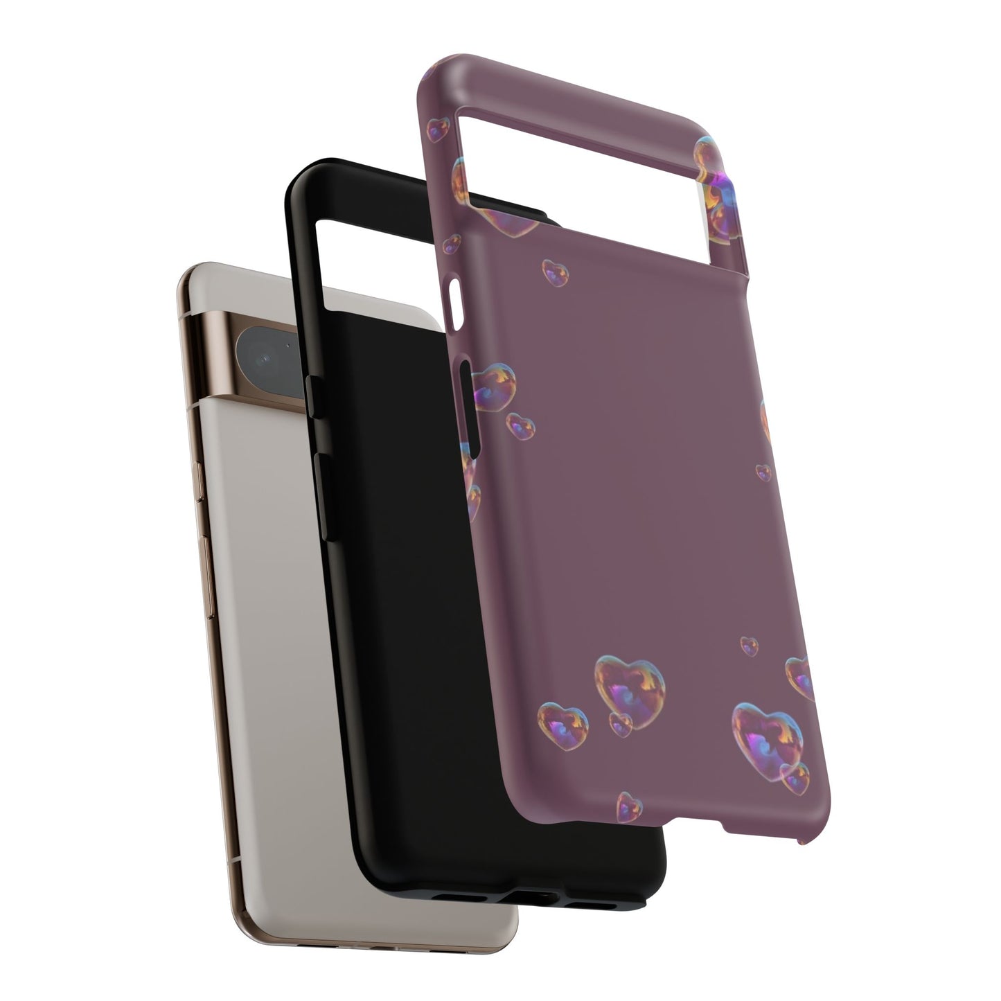 Purple Heart Bubbles Phone Case