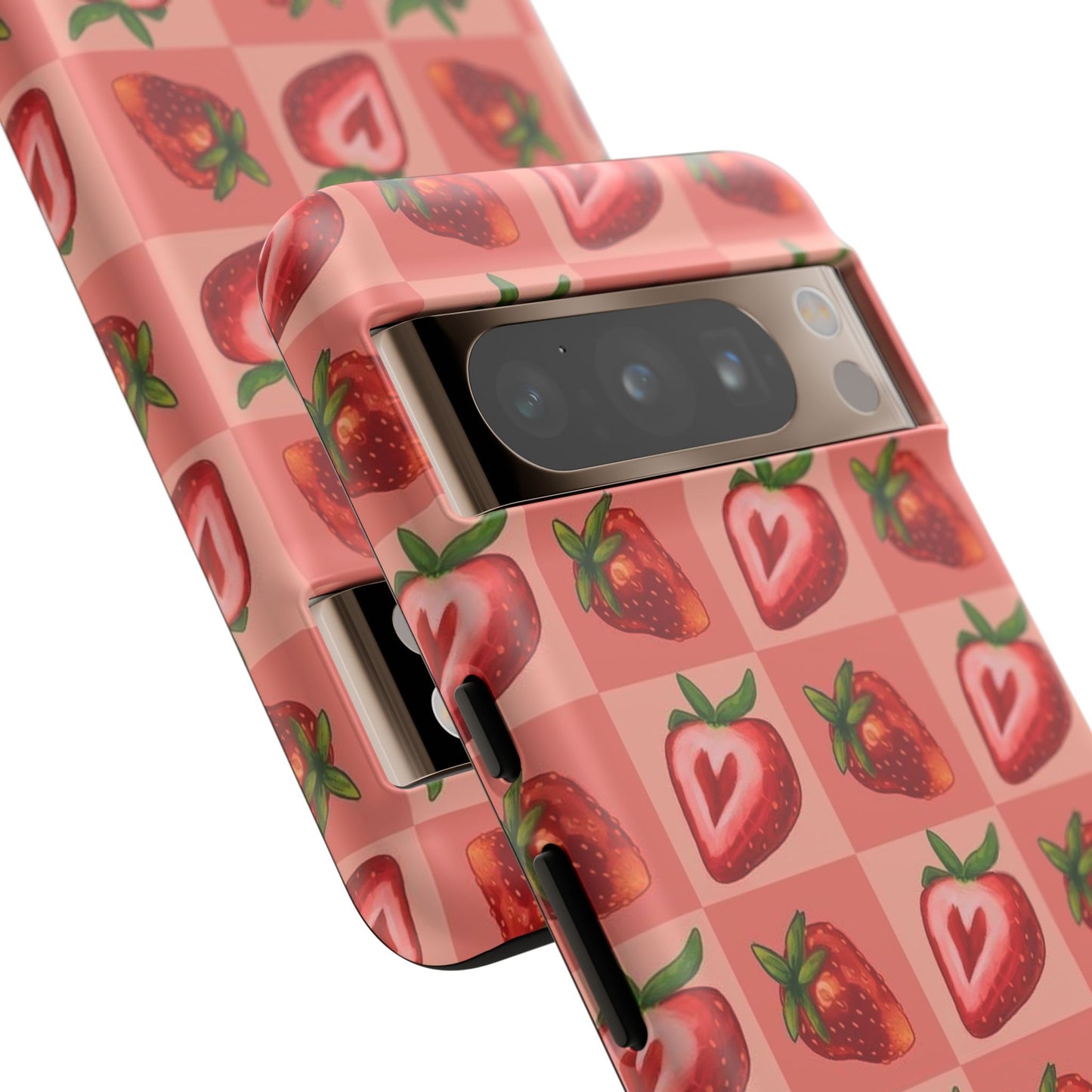 Strawberry Heart Checkers Phone Case