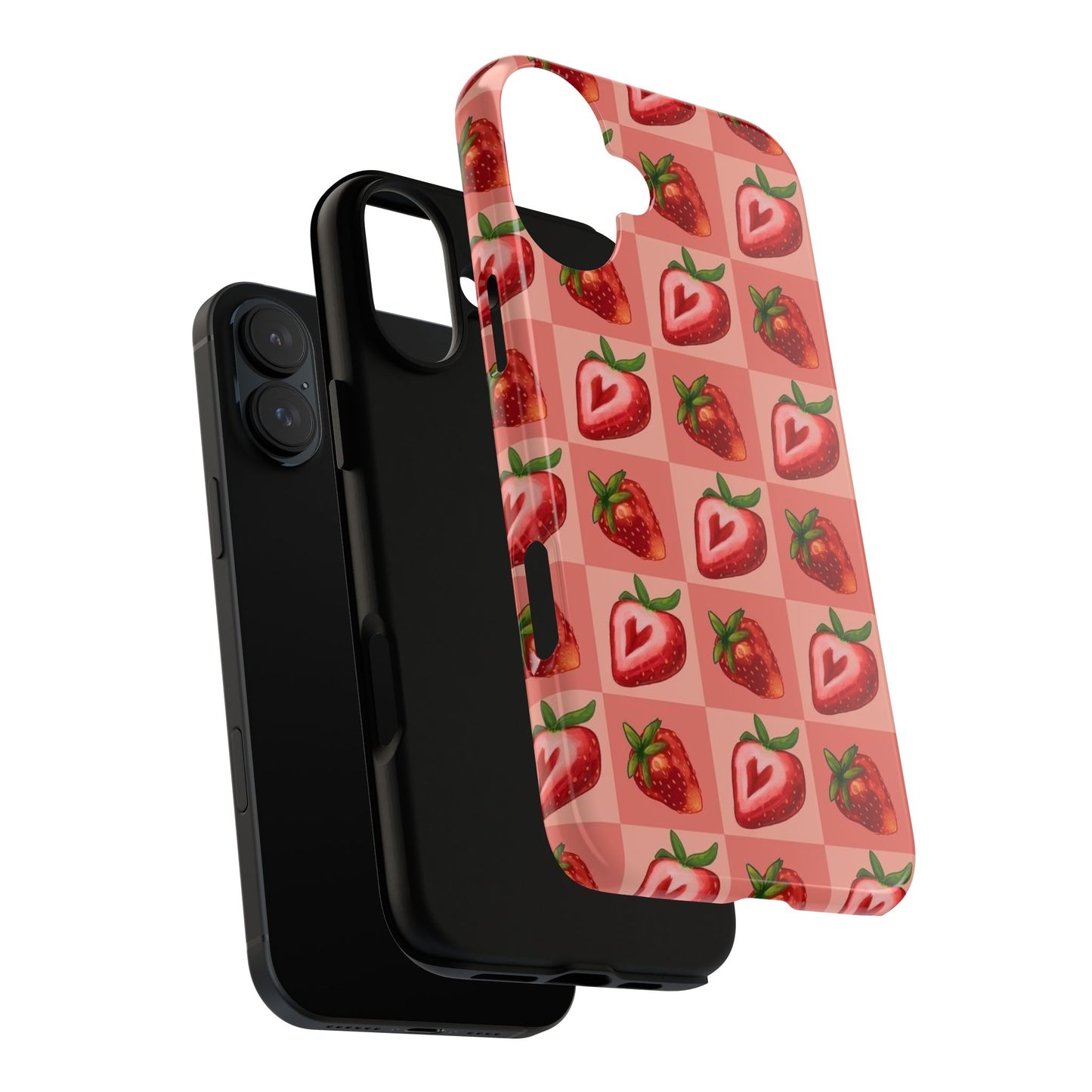 Strawberry Heart Checkers Phone Case