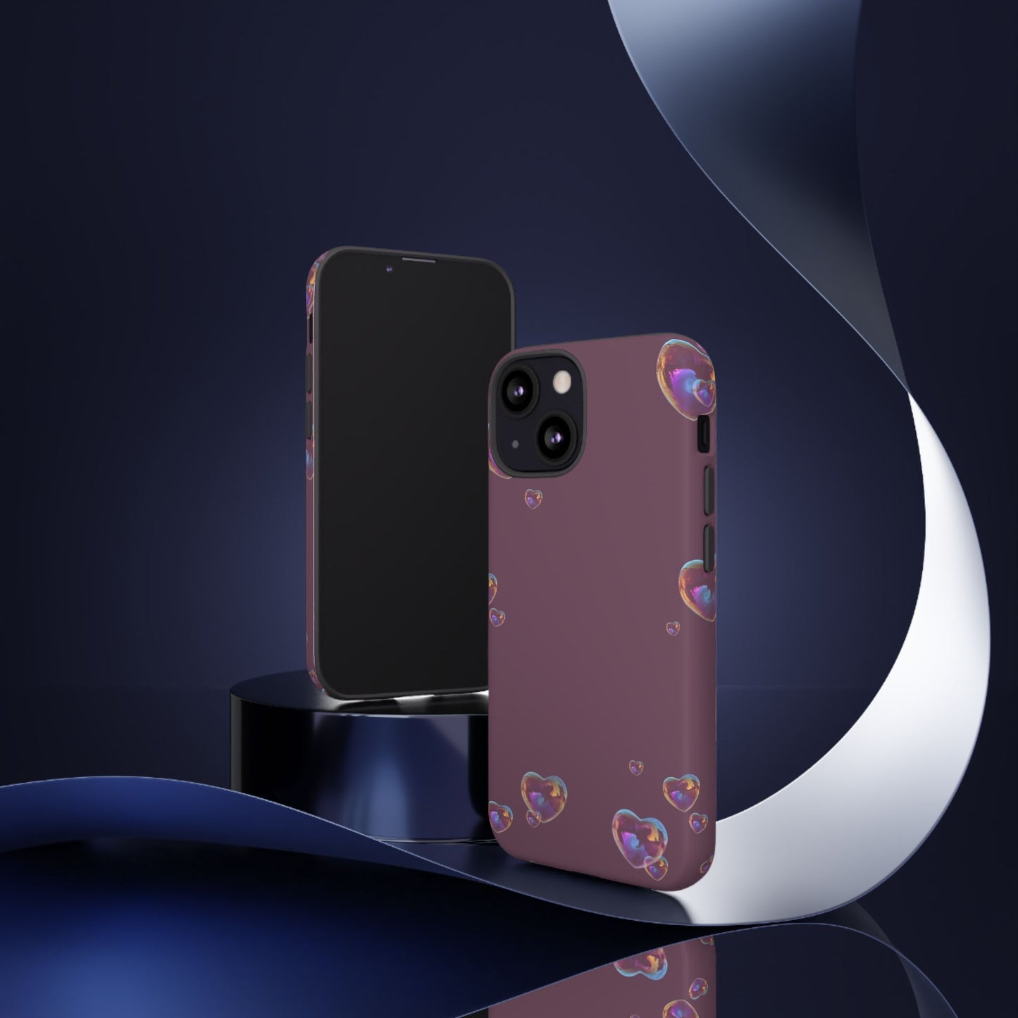 Purple Heart Bubbles Phone Case