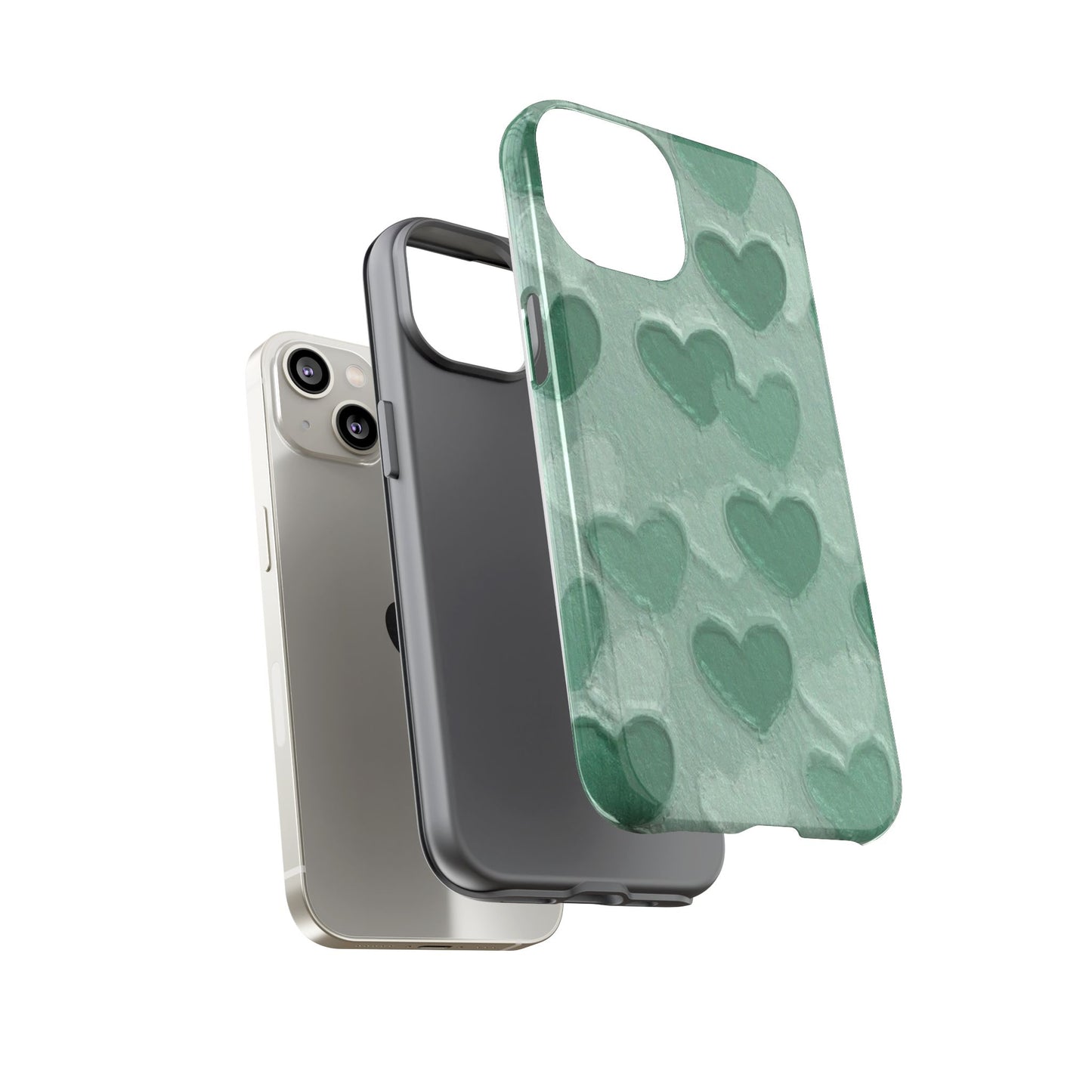 Green Heart Chalk Wall Phone Case