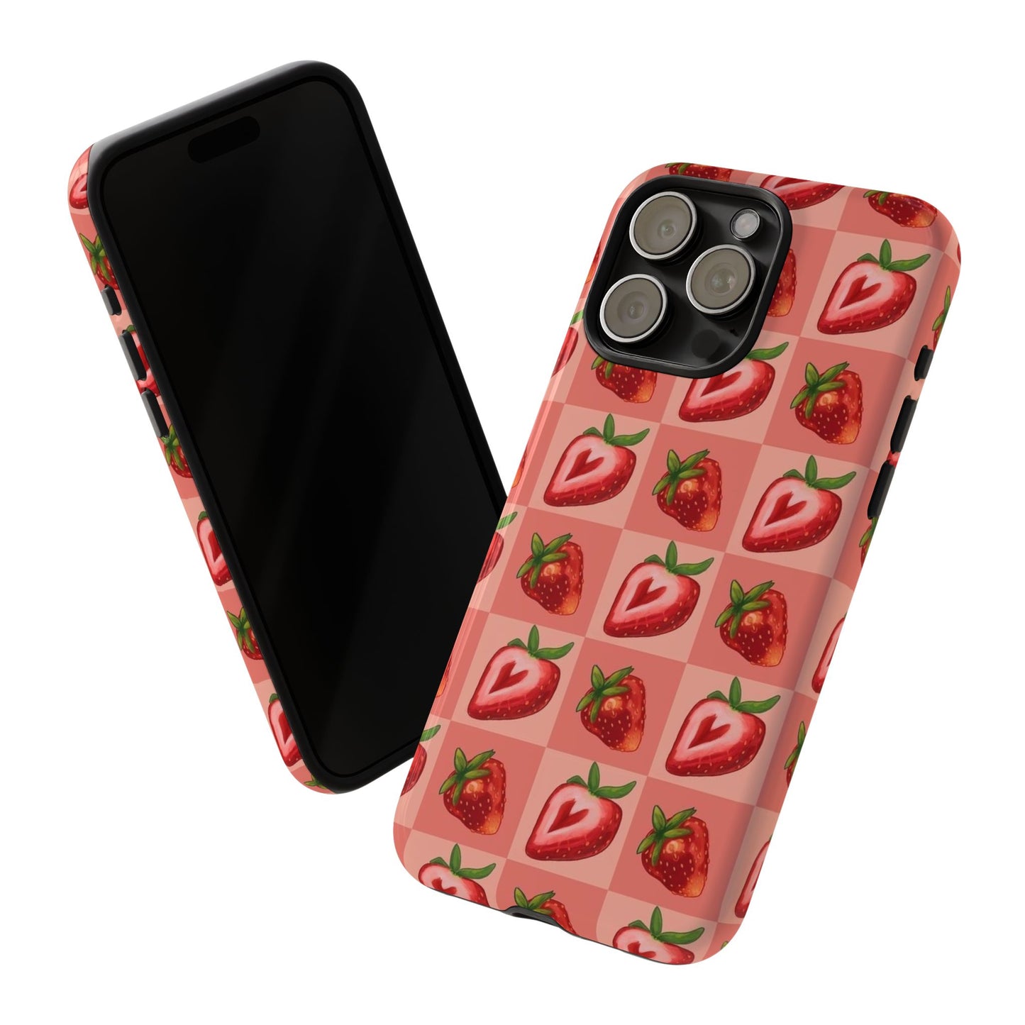 Strawberry Heart Checkers Phone Case