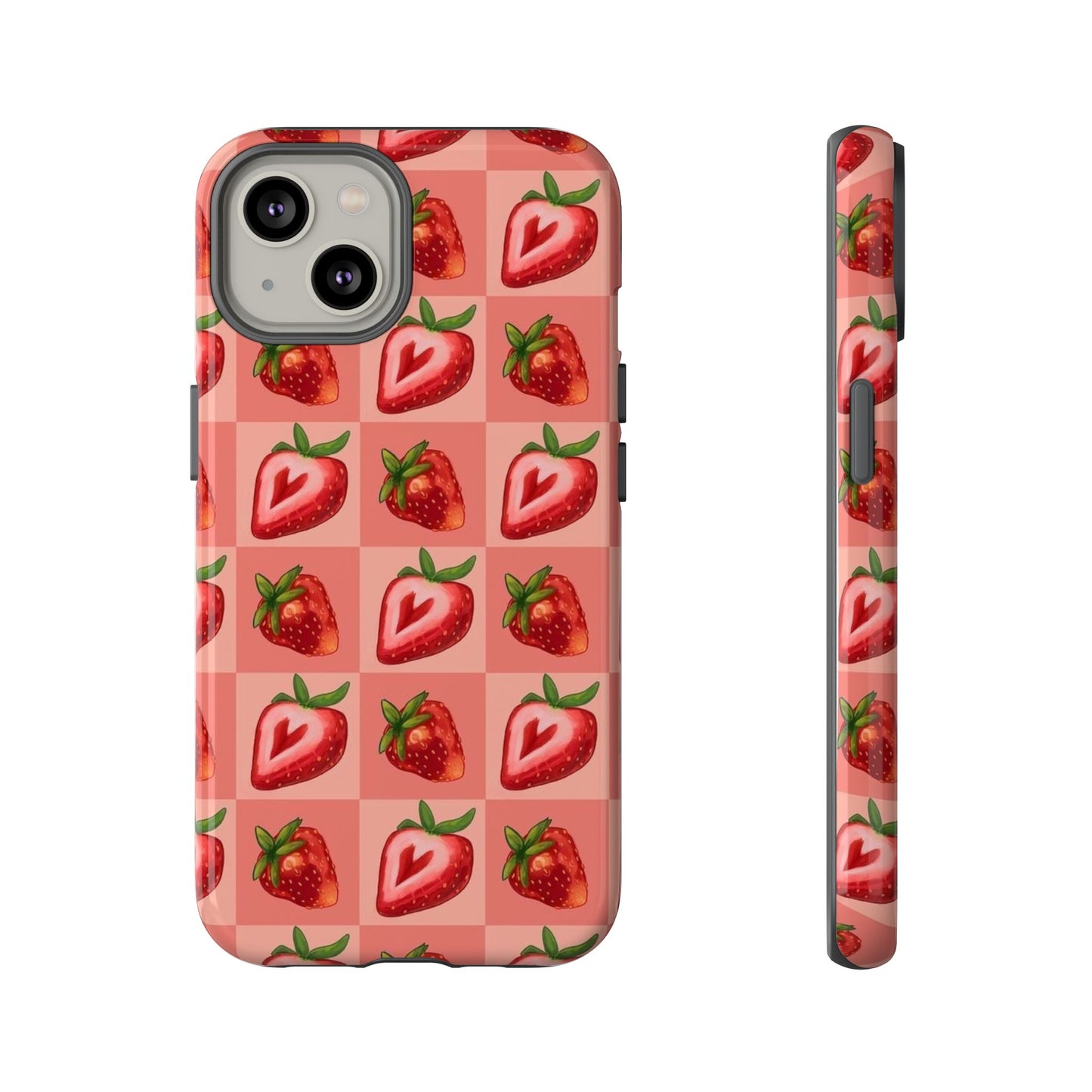 Strawberry Heart Checkers Phone Case