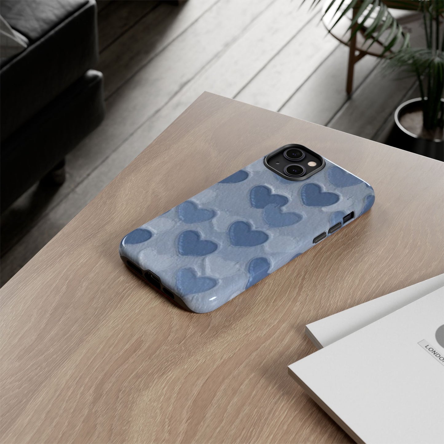 Blue Heart Chalk Wall Phone Case