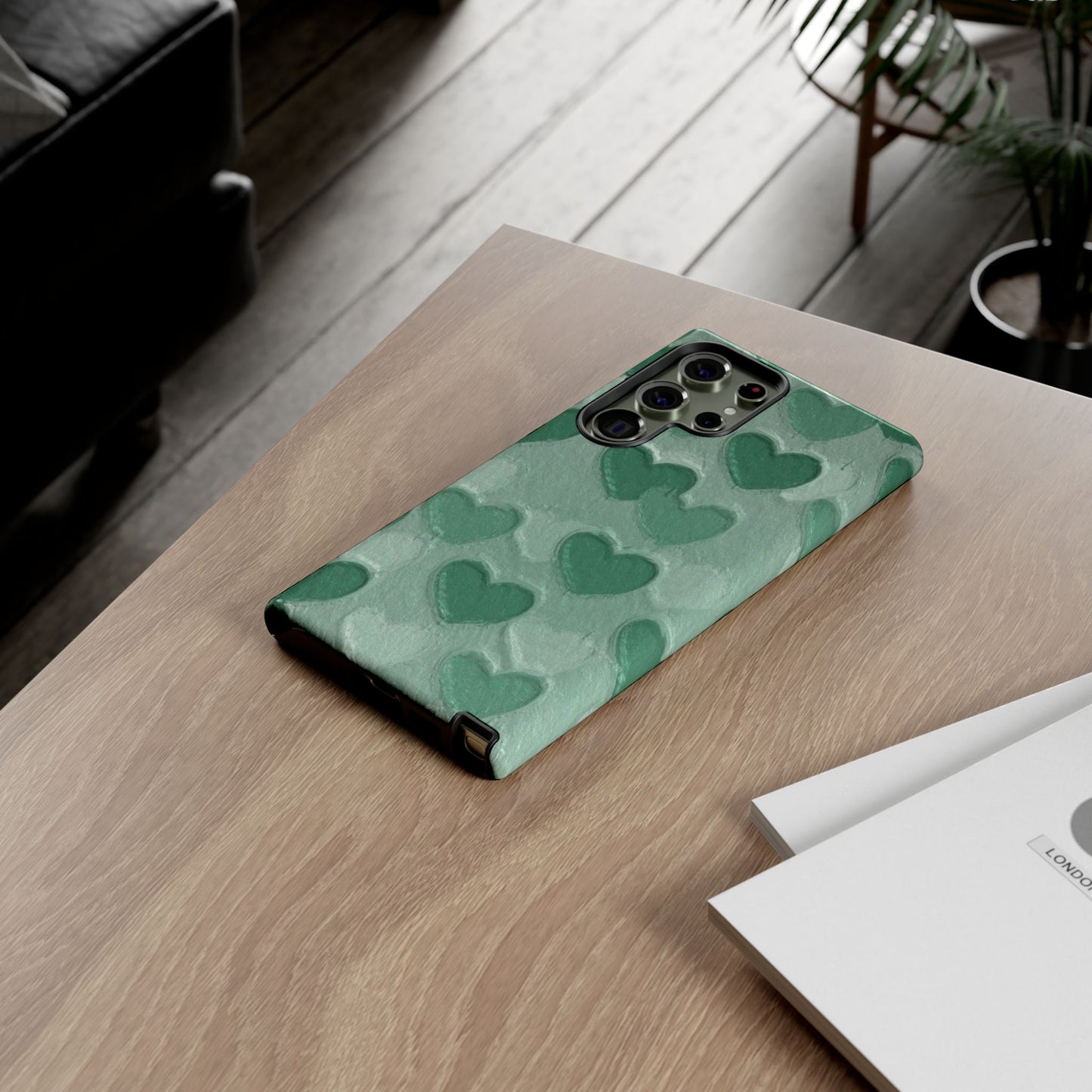 Green Heart Chalk Wall Phone Case