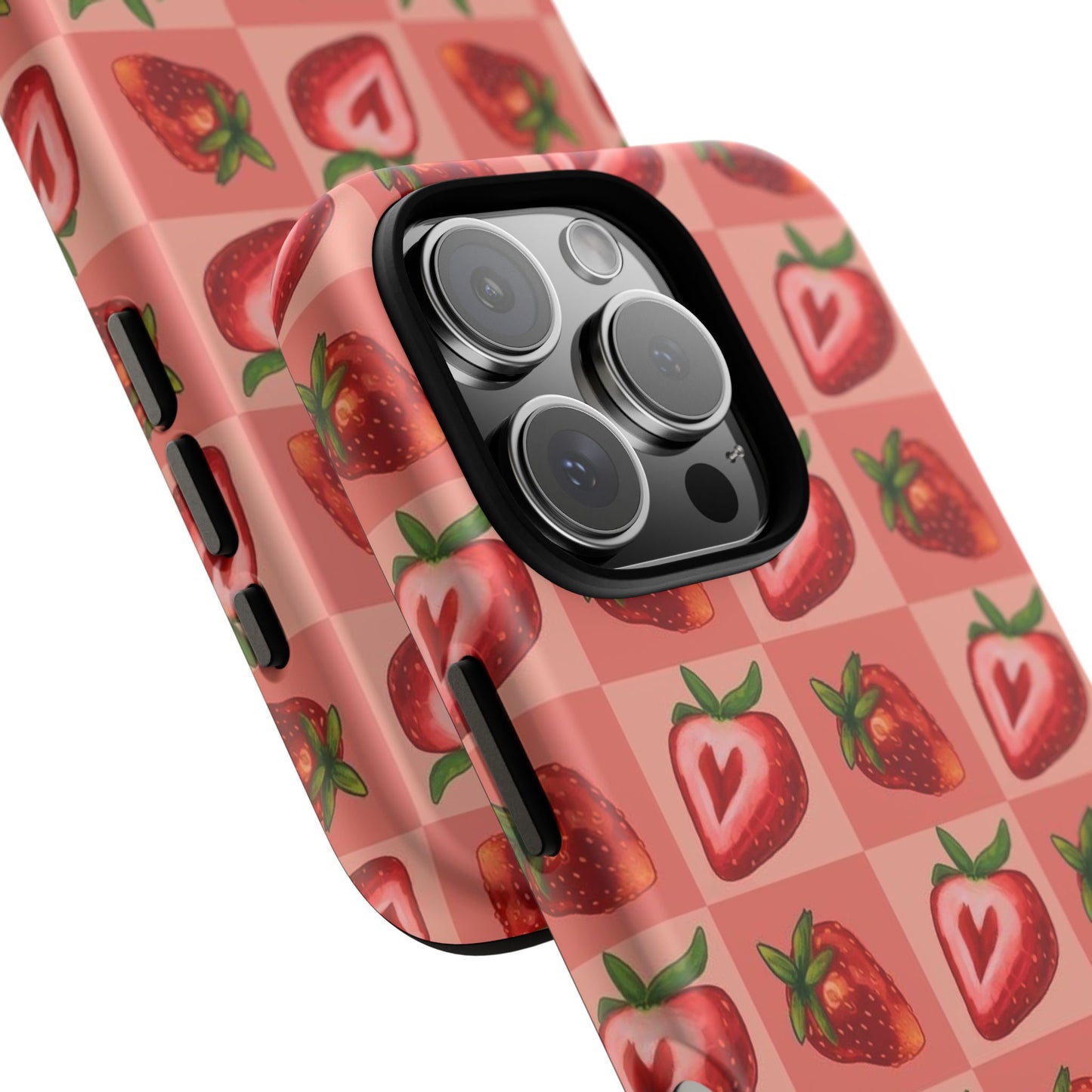 Strawberry Heart Checkers Phone Case