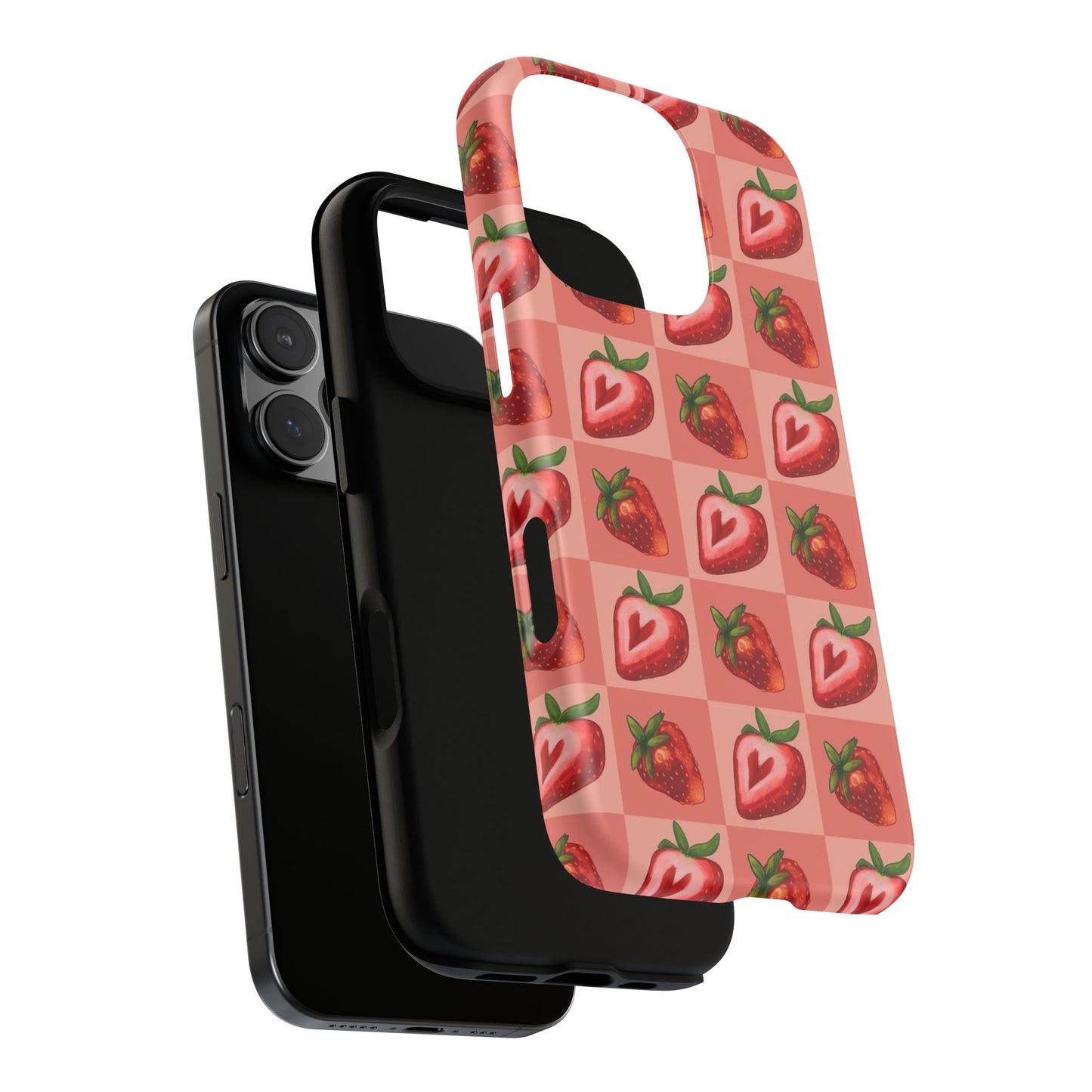 Strawberry Heart Checkers Phone Case