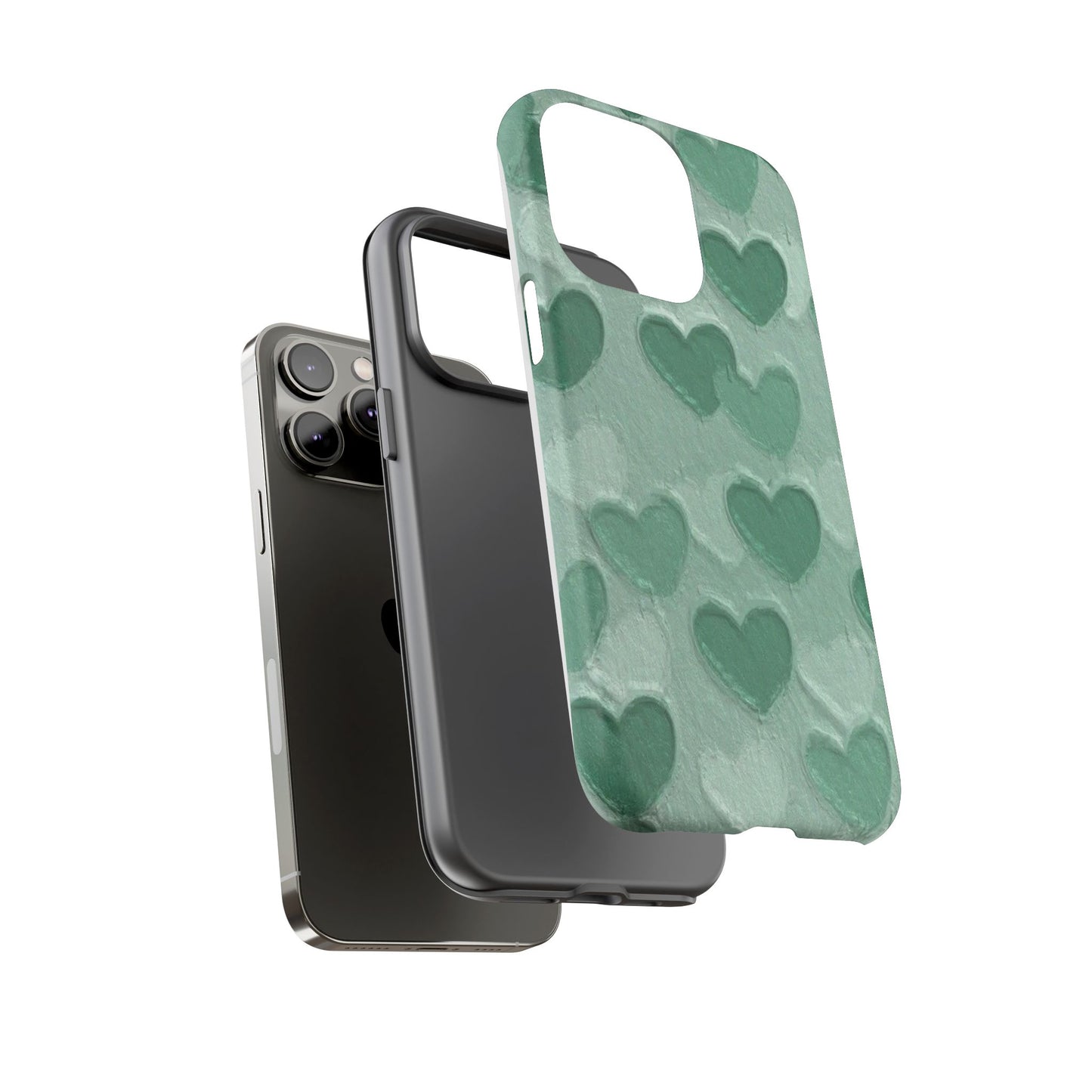 Green Heart Chalk Wall Phone Case