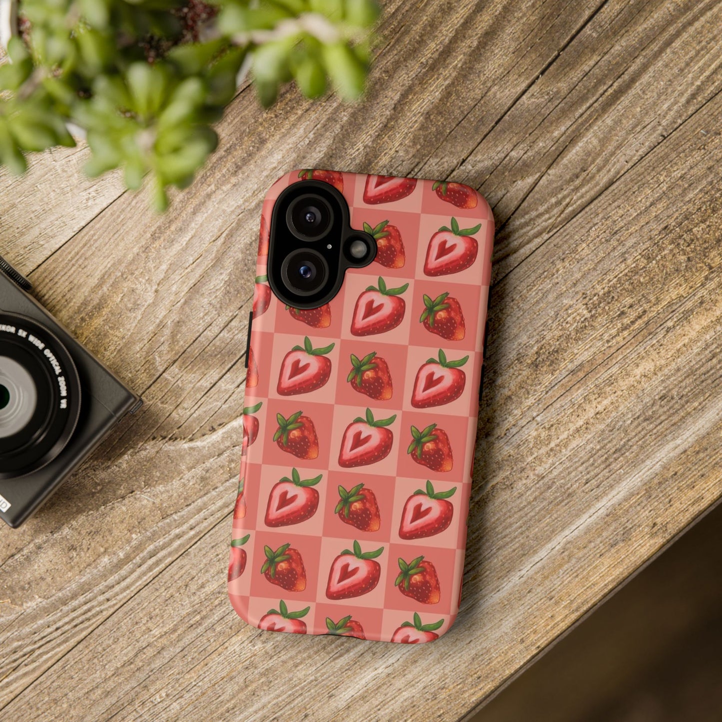 Strawberry Heart Checkers Phone Case