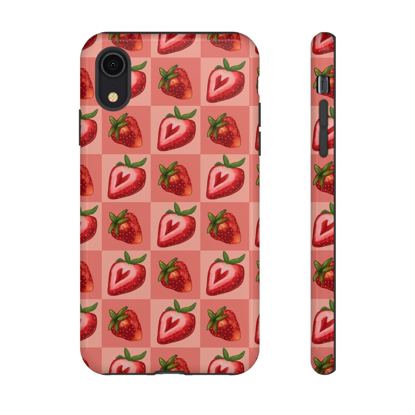 Strawberry Heart Checkers Phone Case