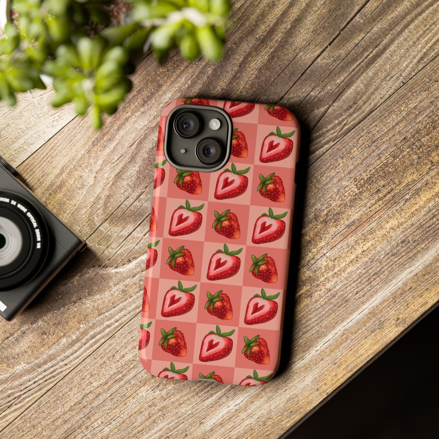 Strawberry Heart Checkers Phone Case