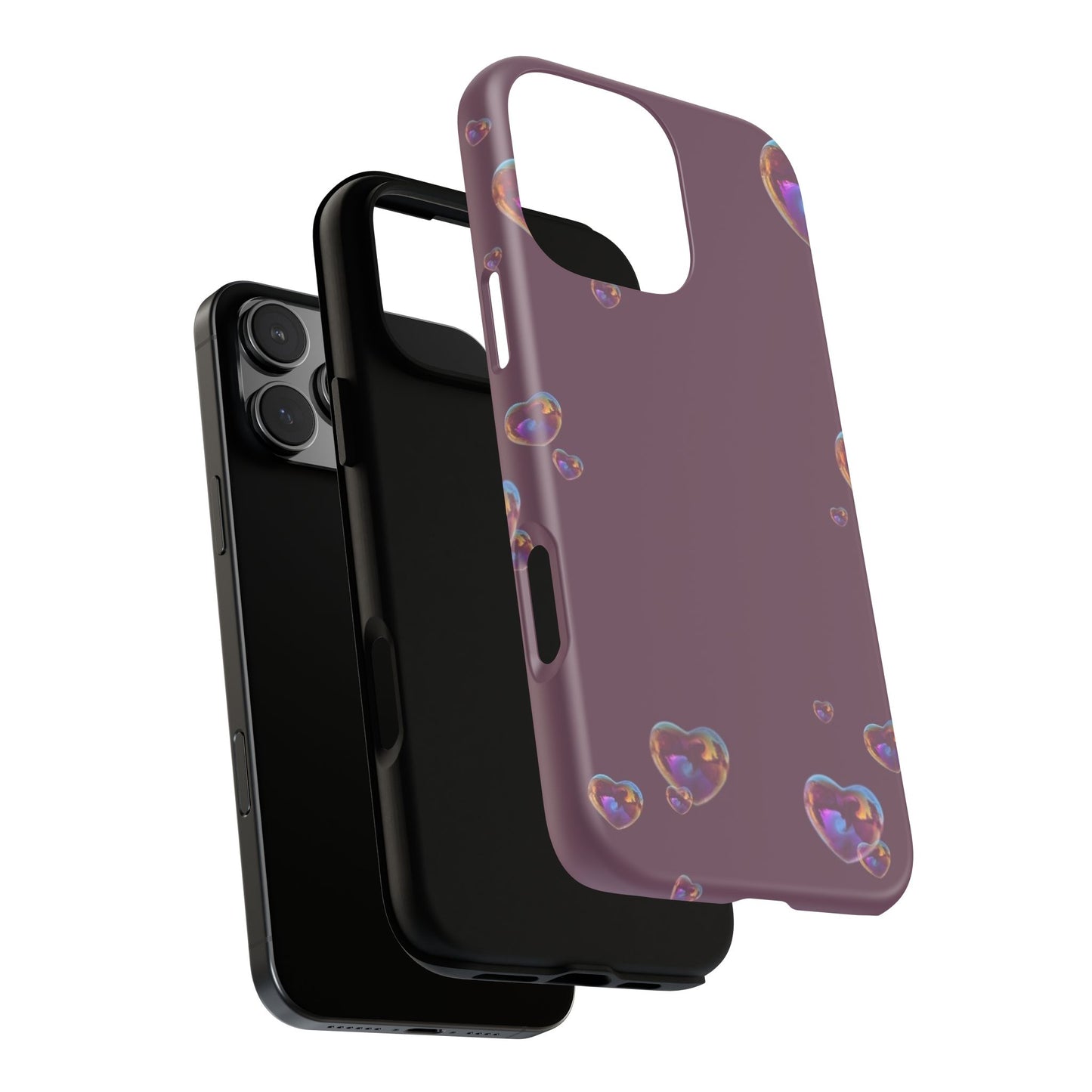 Purple Heart Bubbles Phone Case