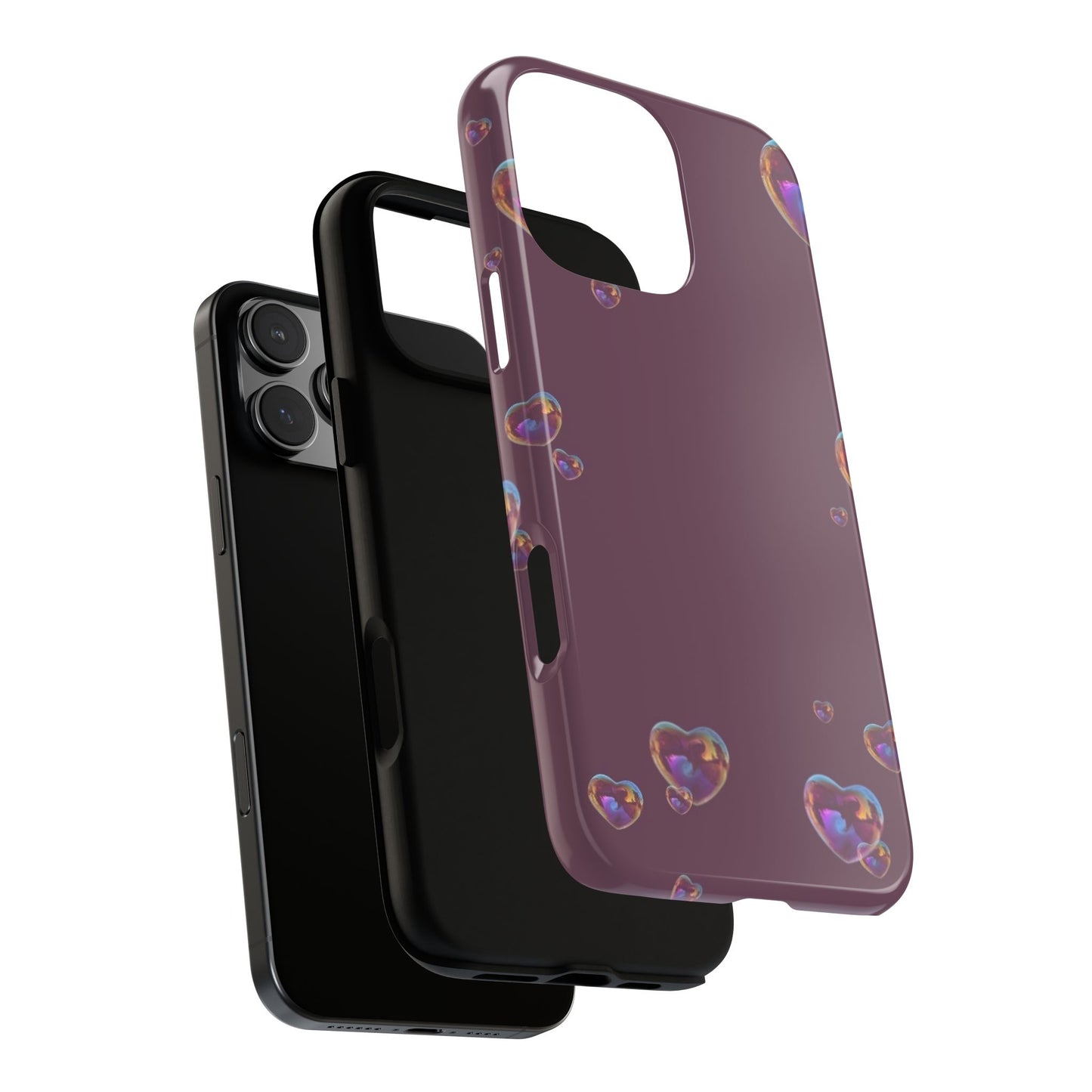 Purple Heart Bubbles Phone Case