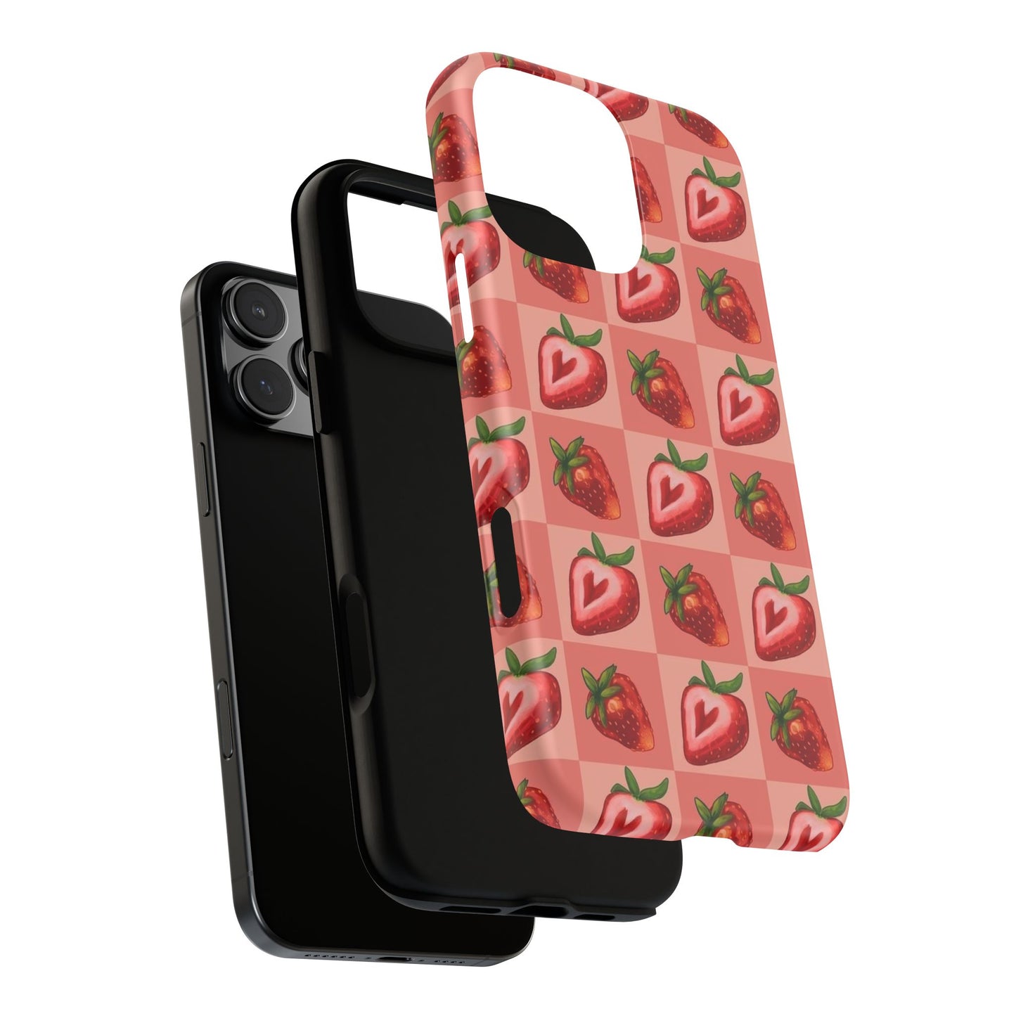 Strawberry Heart Checkers Phone Case