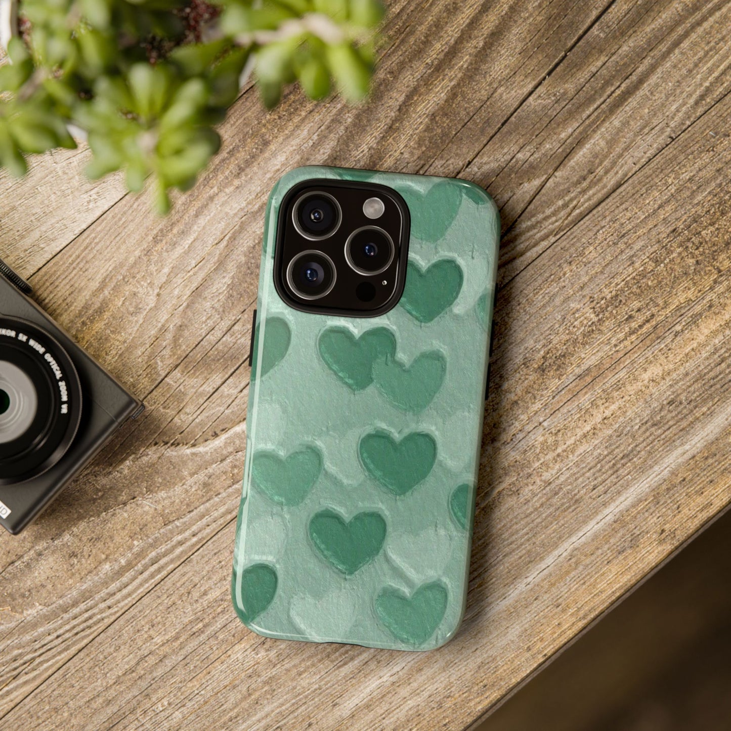 Green Heart Chalk Wall Phone Case