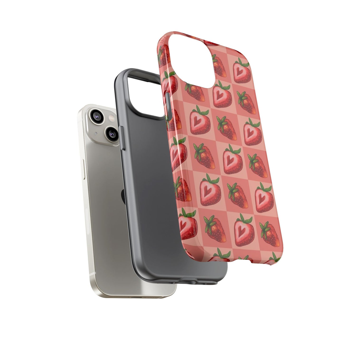 Strawberry Heart Checkers Phone Case