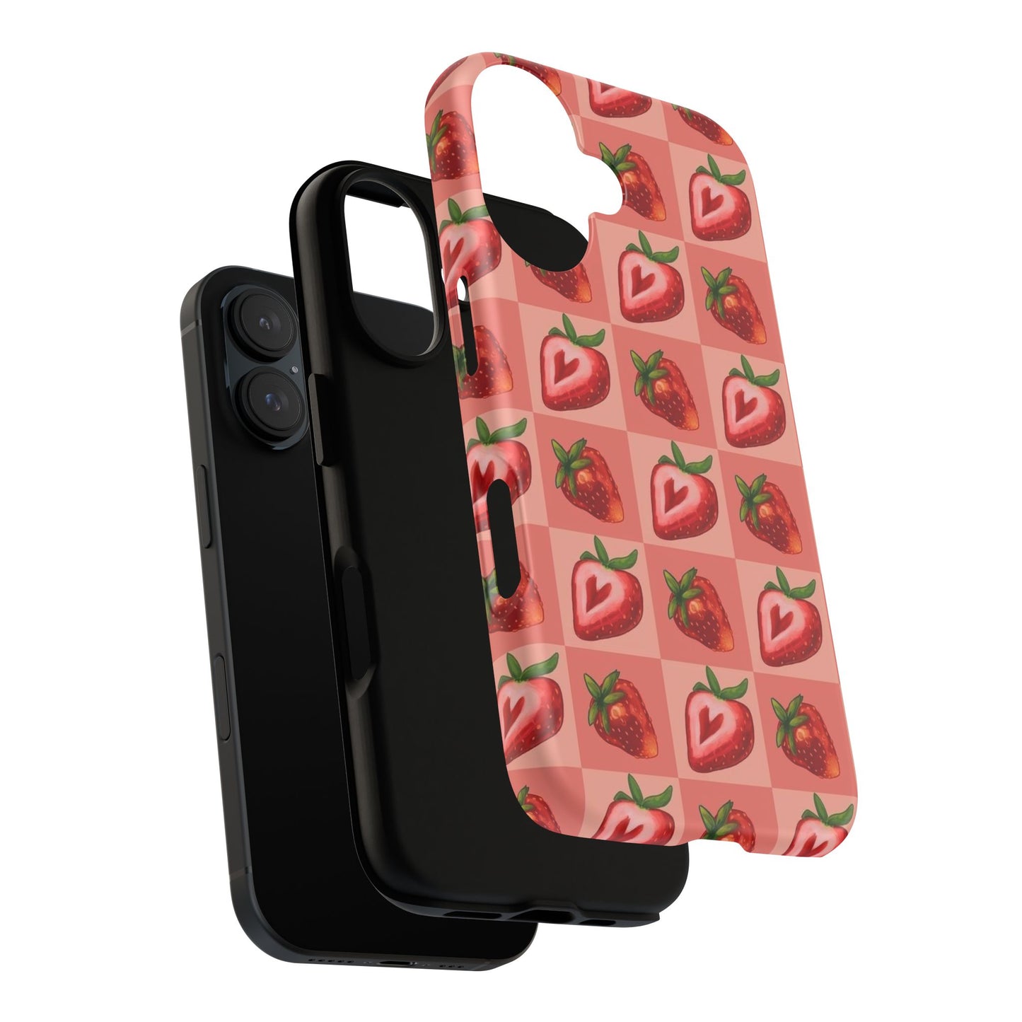 Strawberry Heart Checkers Phone Case