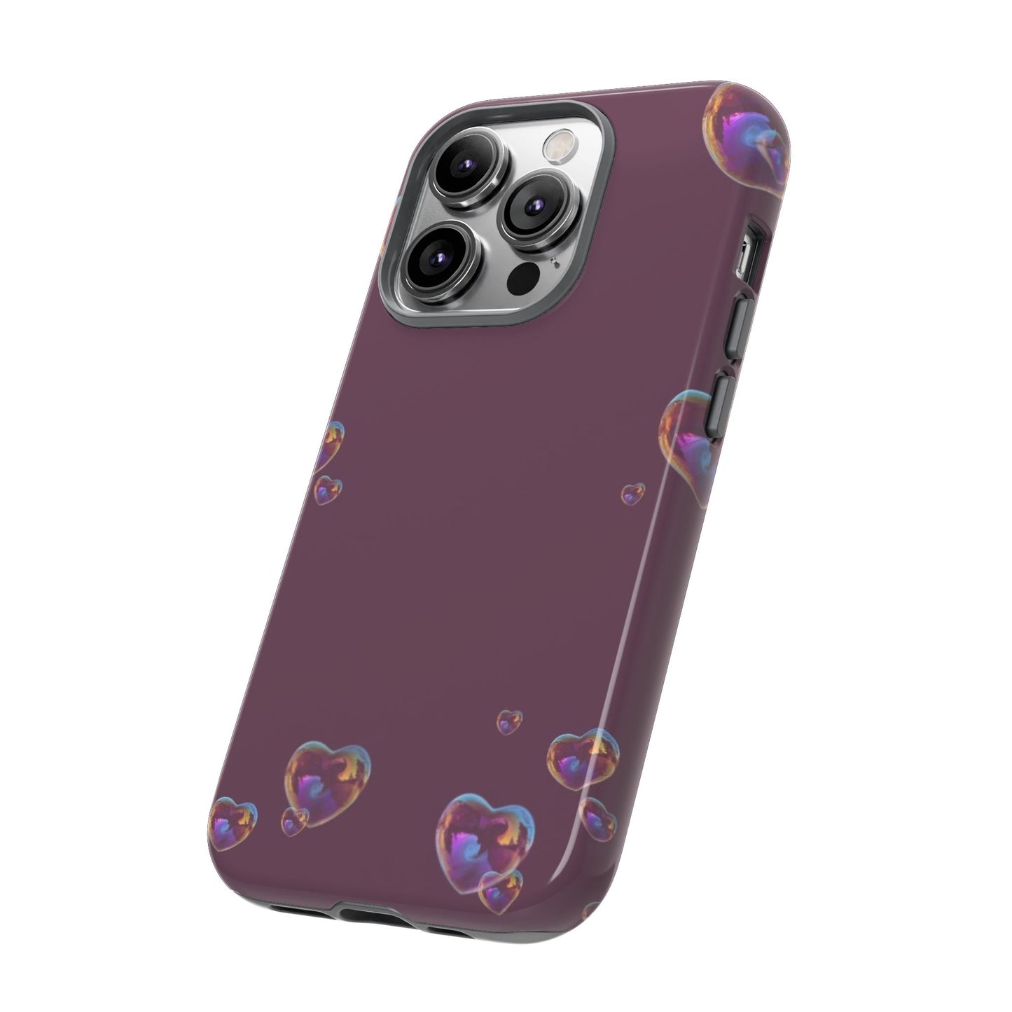 Purple Heart Bubbles Phone Case