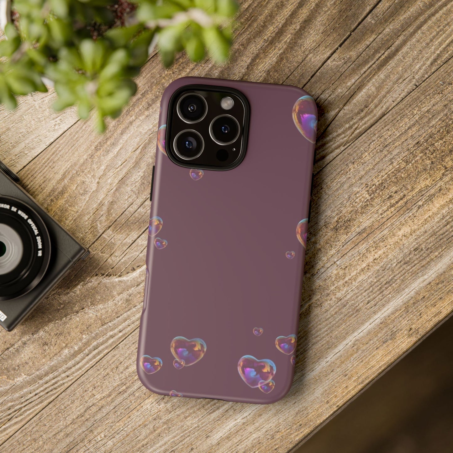 Purple Heart Bubbles Phone Case