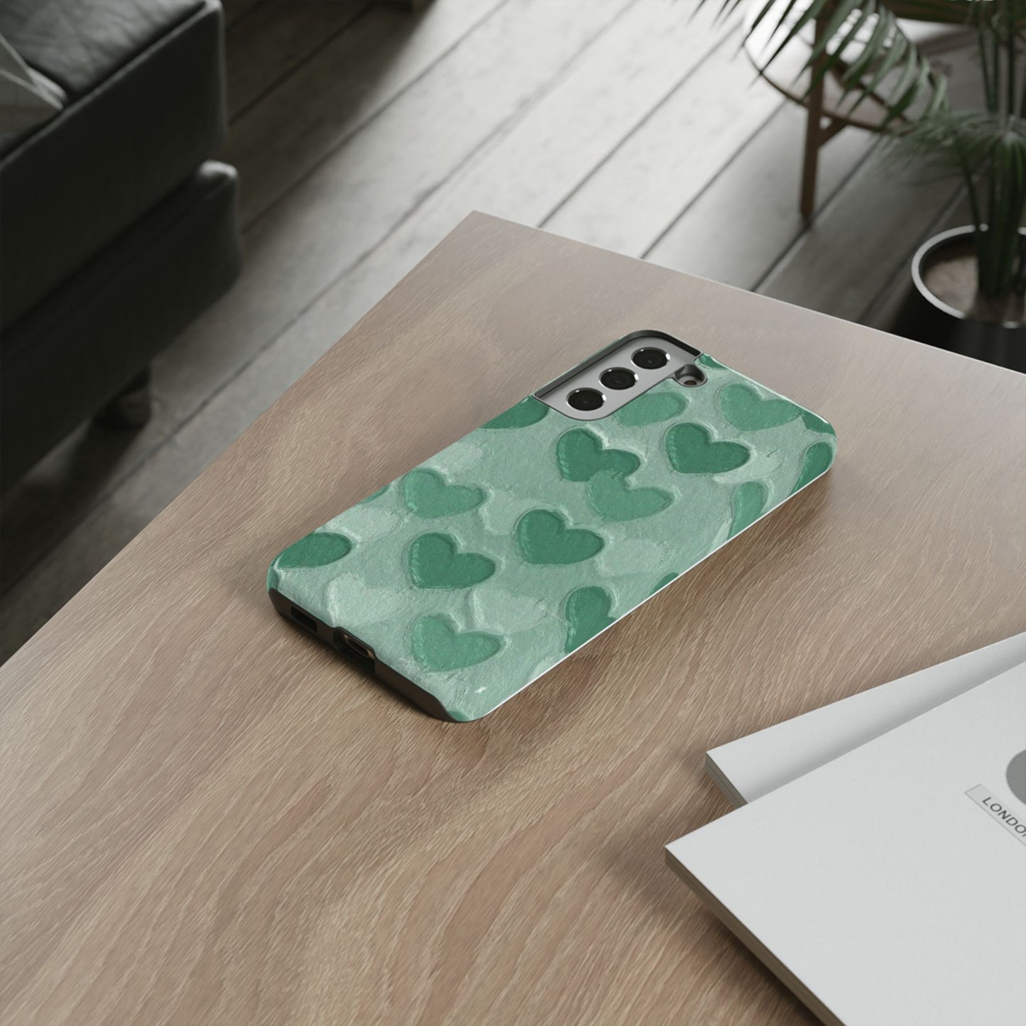 Green Heart Chalk Wall Phone Case