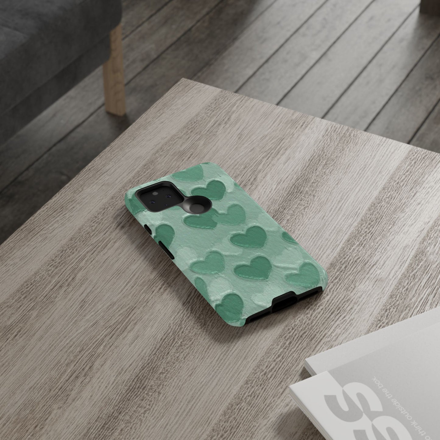 Green Heart Chalk Wall Phone Case