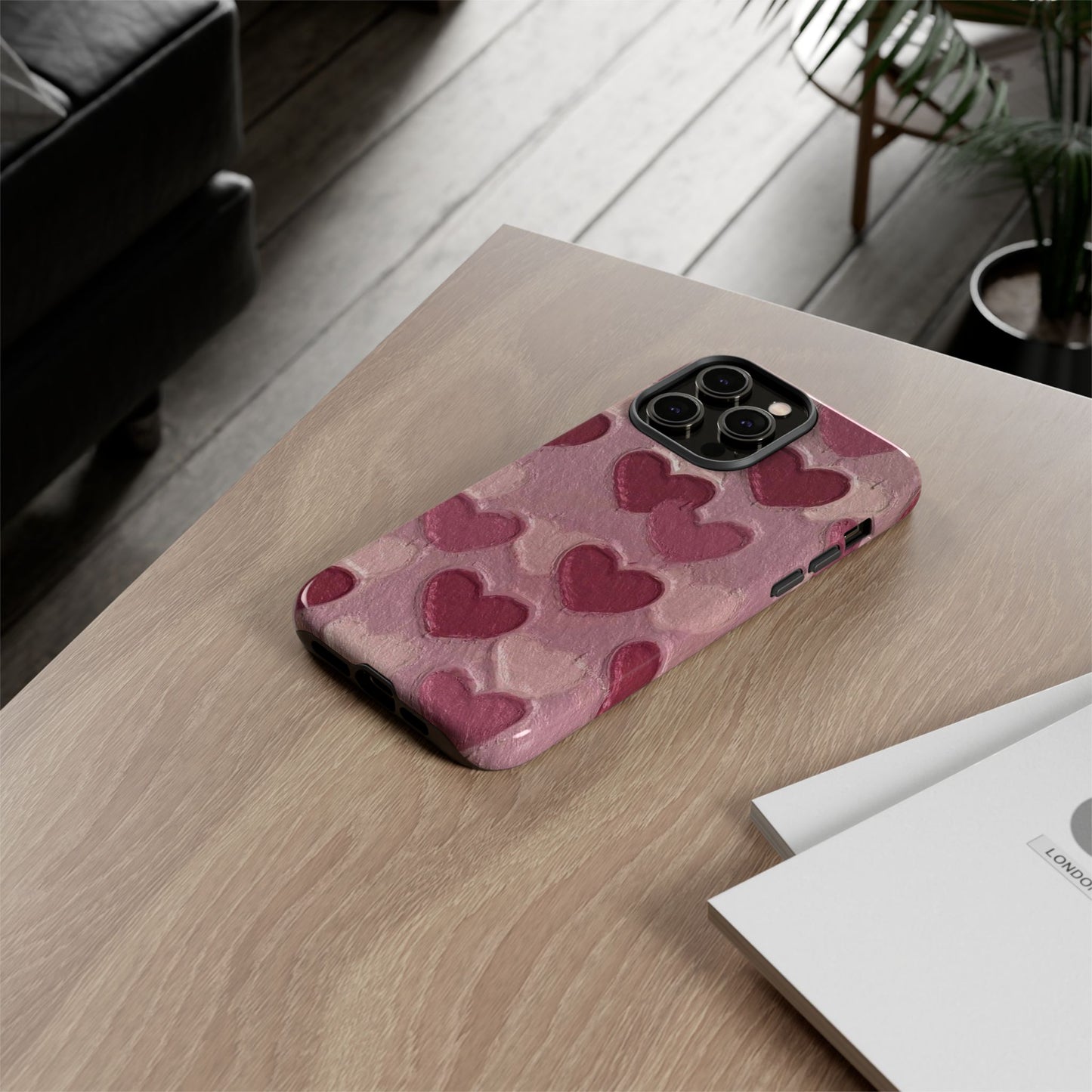 Pink Heart Chalk Wall Phone Case