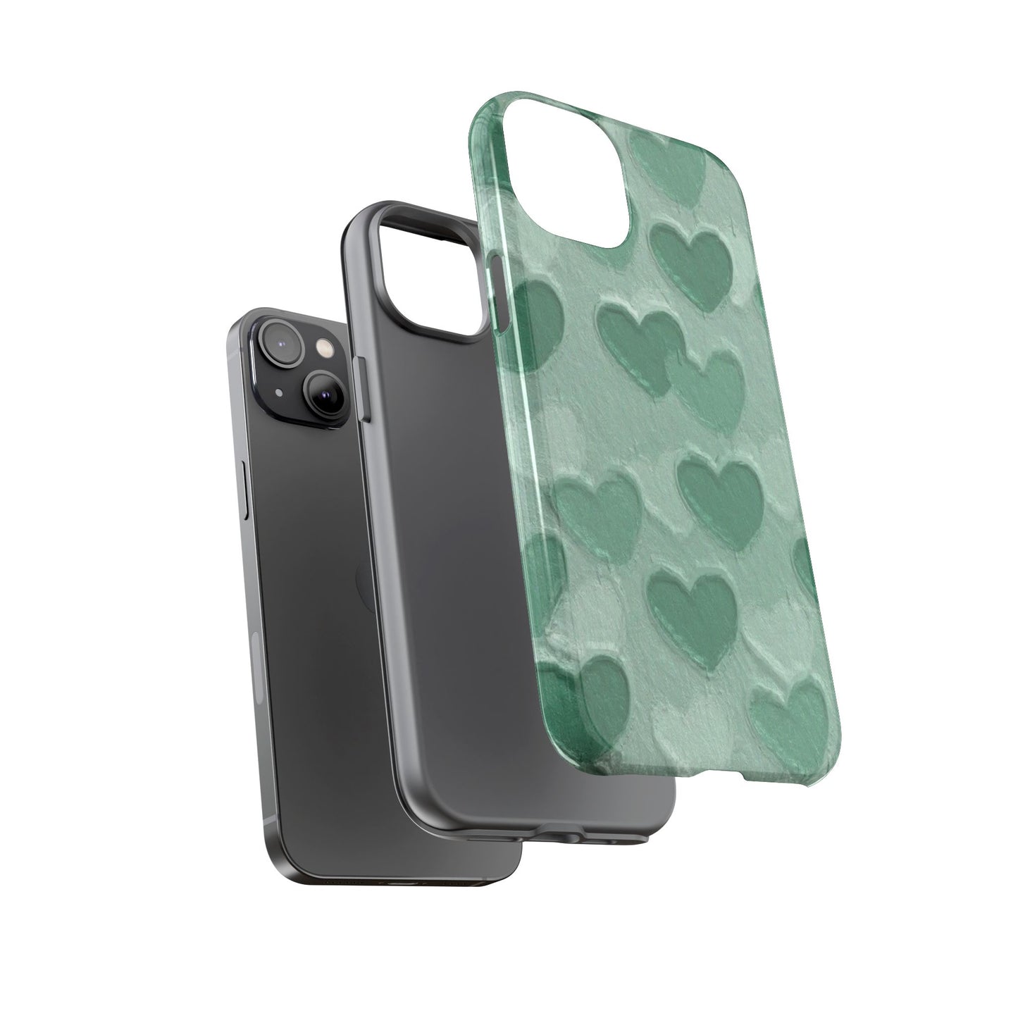 Green Heart Chalk Wall Phone Case