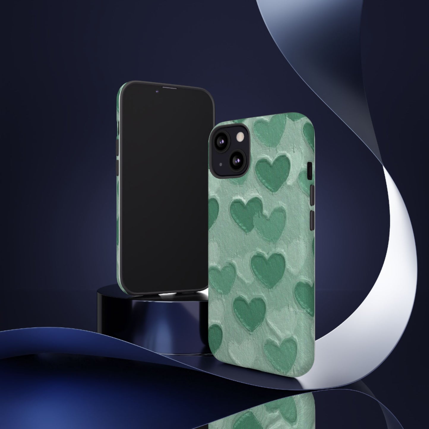 Green Heart Chalk Wall Phone Case