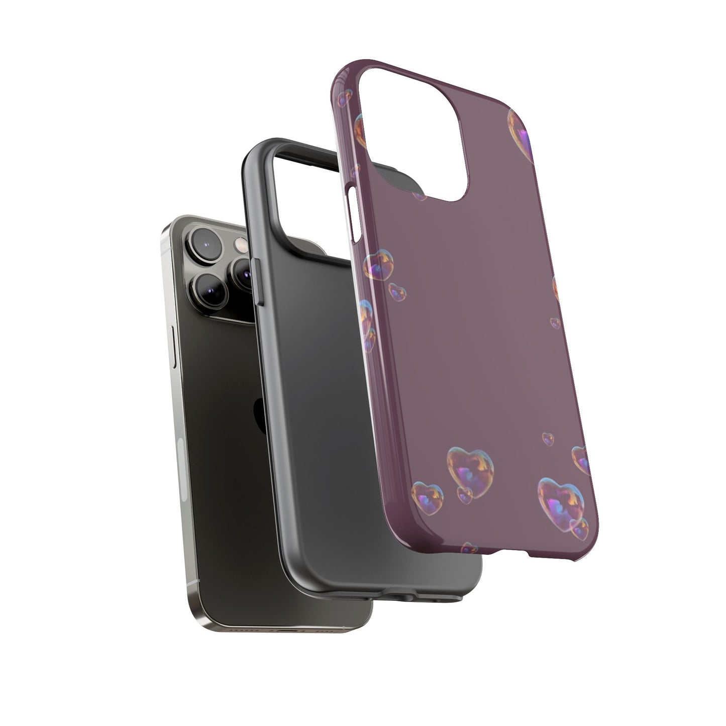 Purple Heart Bubbles Phone Case