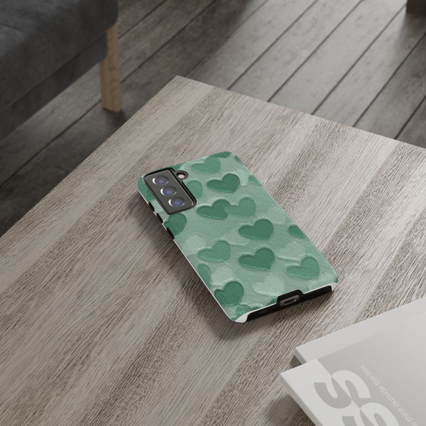 Green Heart Chalk Wall Phone Case