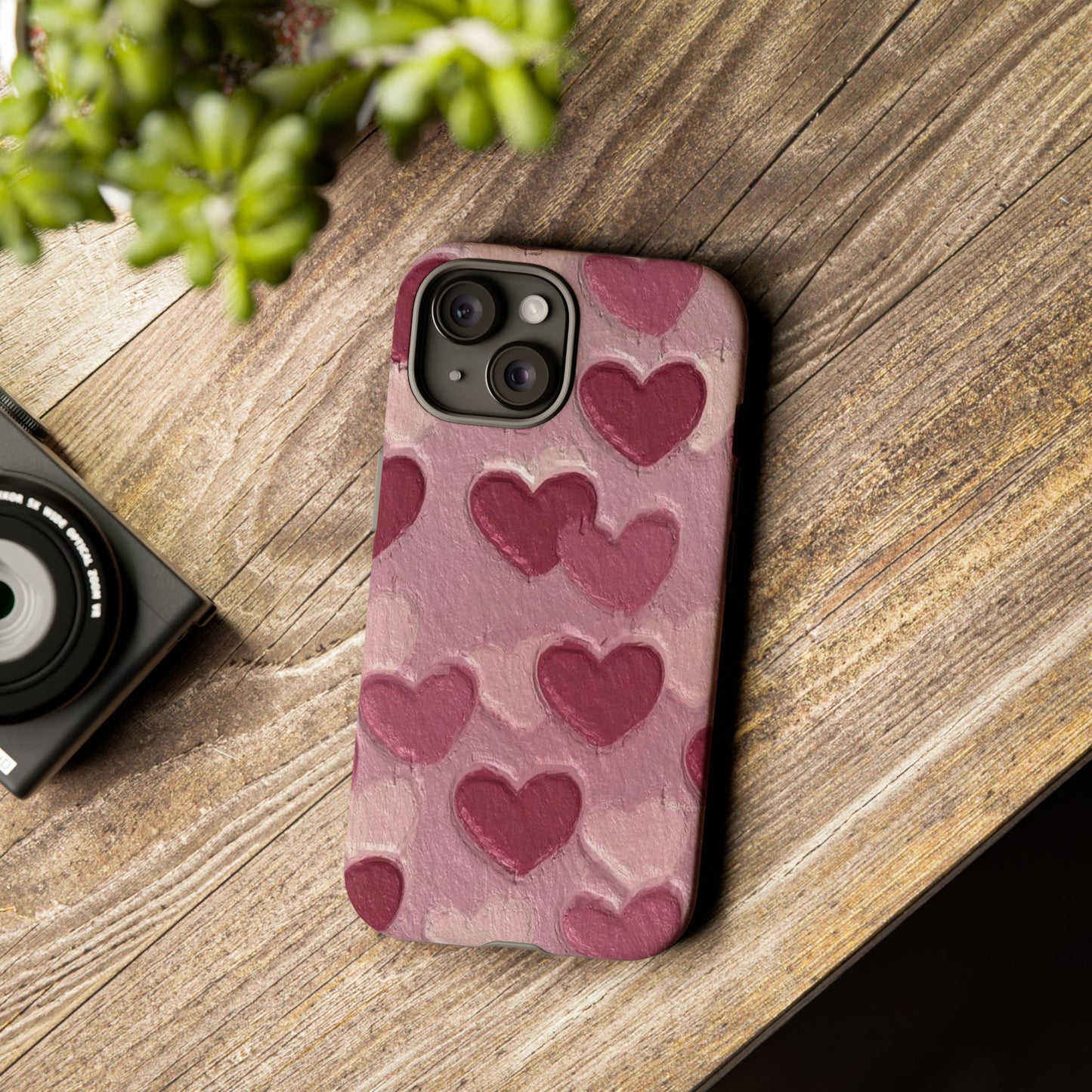 Pink Heart Chalk Wall Phone Case