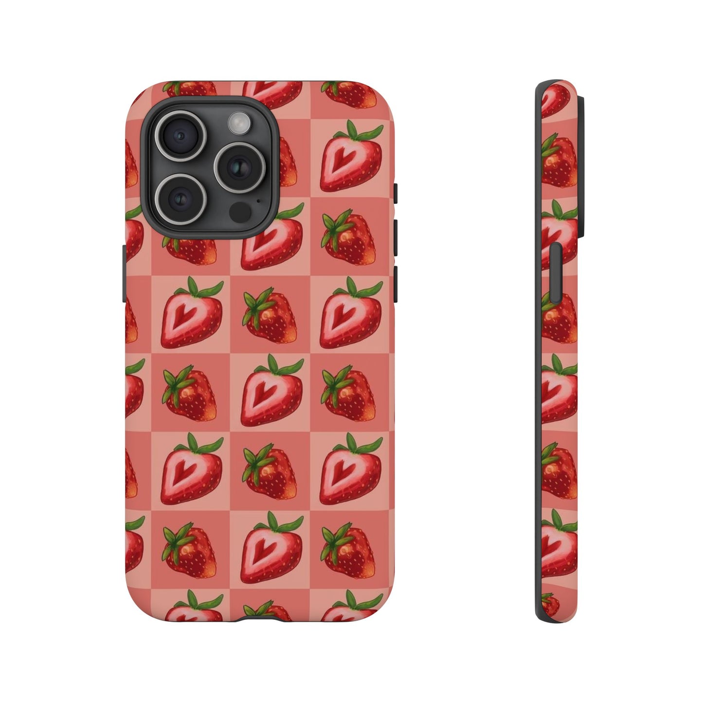 Strawberry Heart Checkers Phone Case