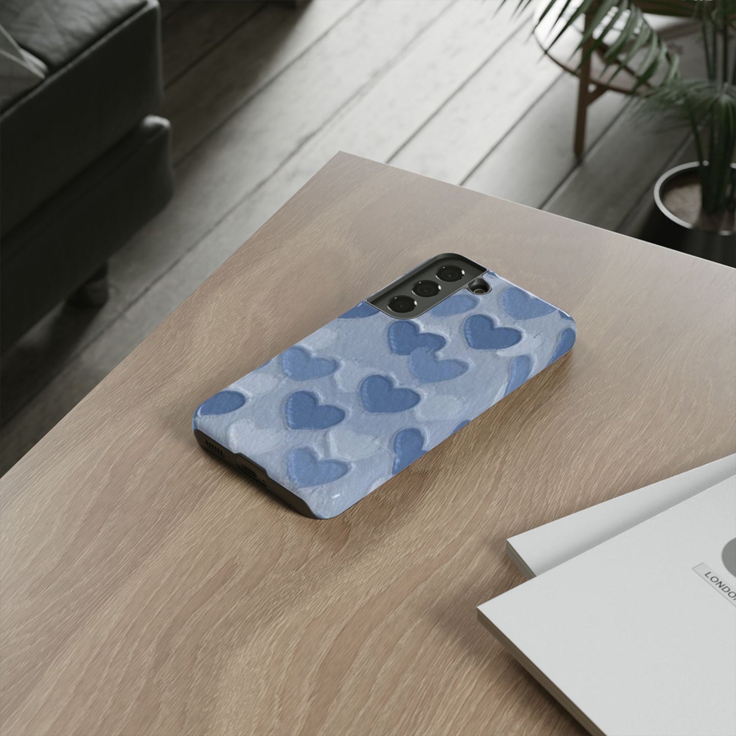 Blue Heart Chalk Wall Phone Case