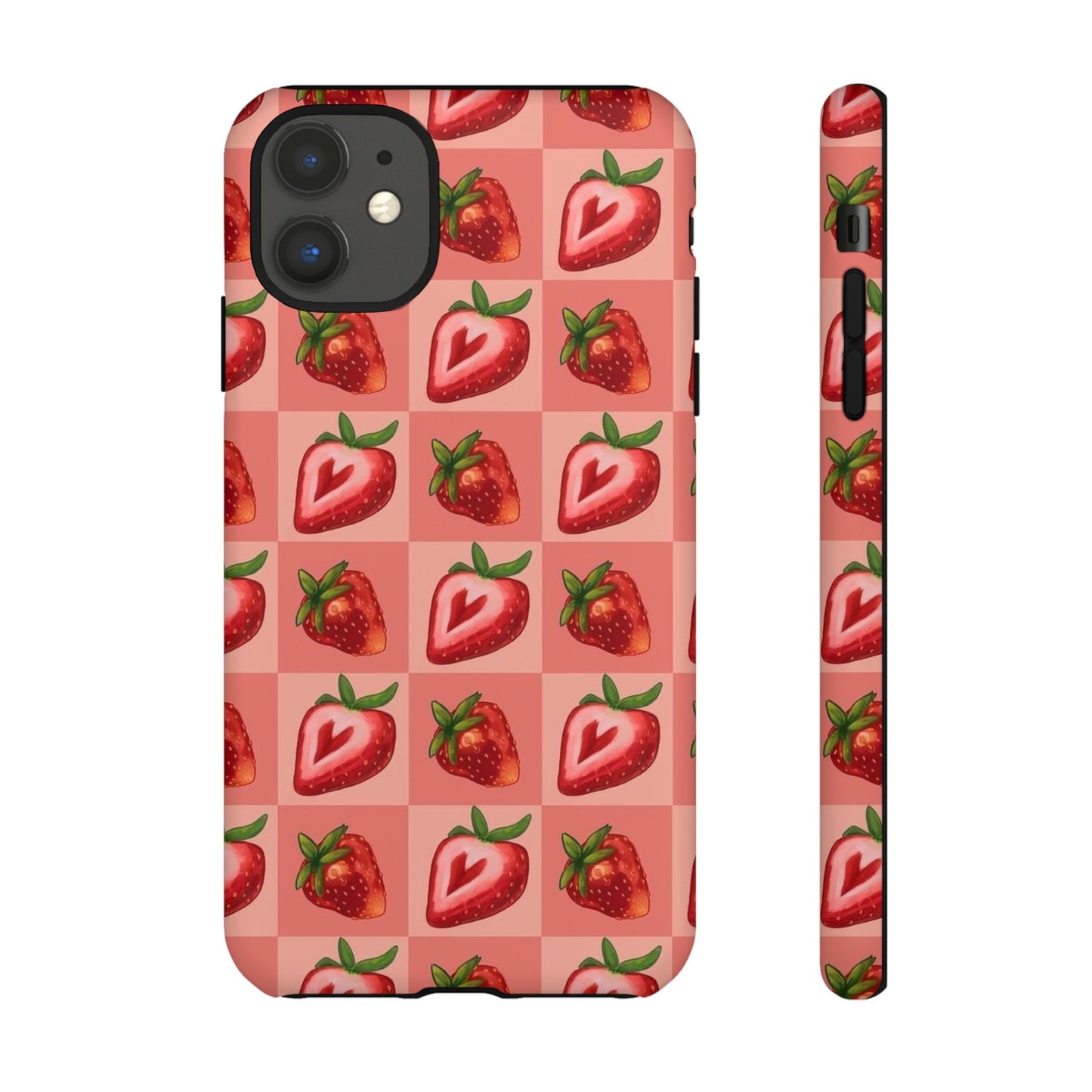 Strawberry Heart Checkers Phone Case