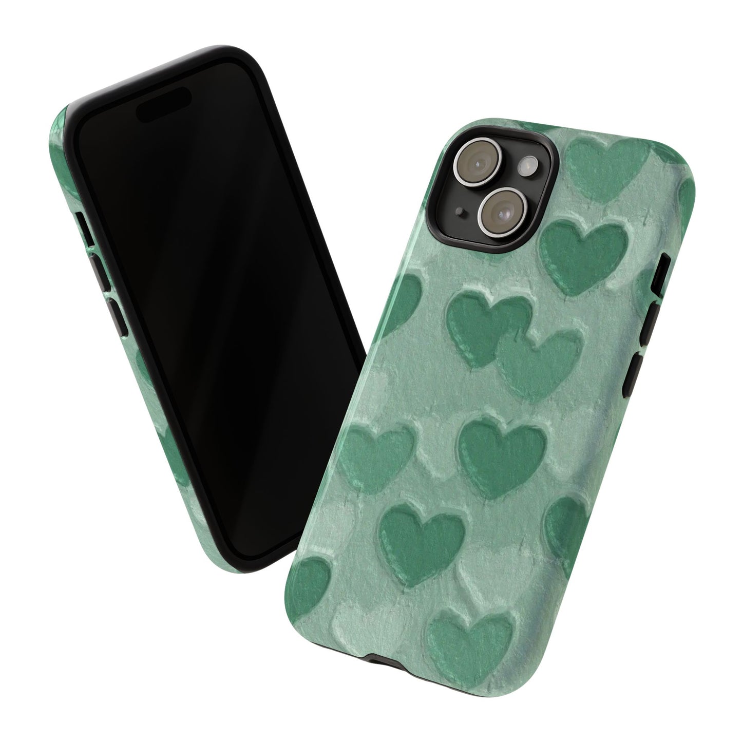 Green Heart Chalk Wall Phone Case