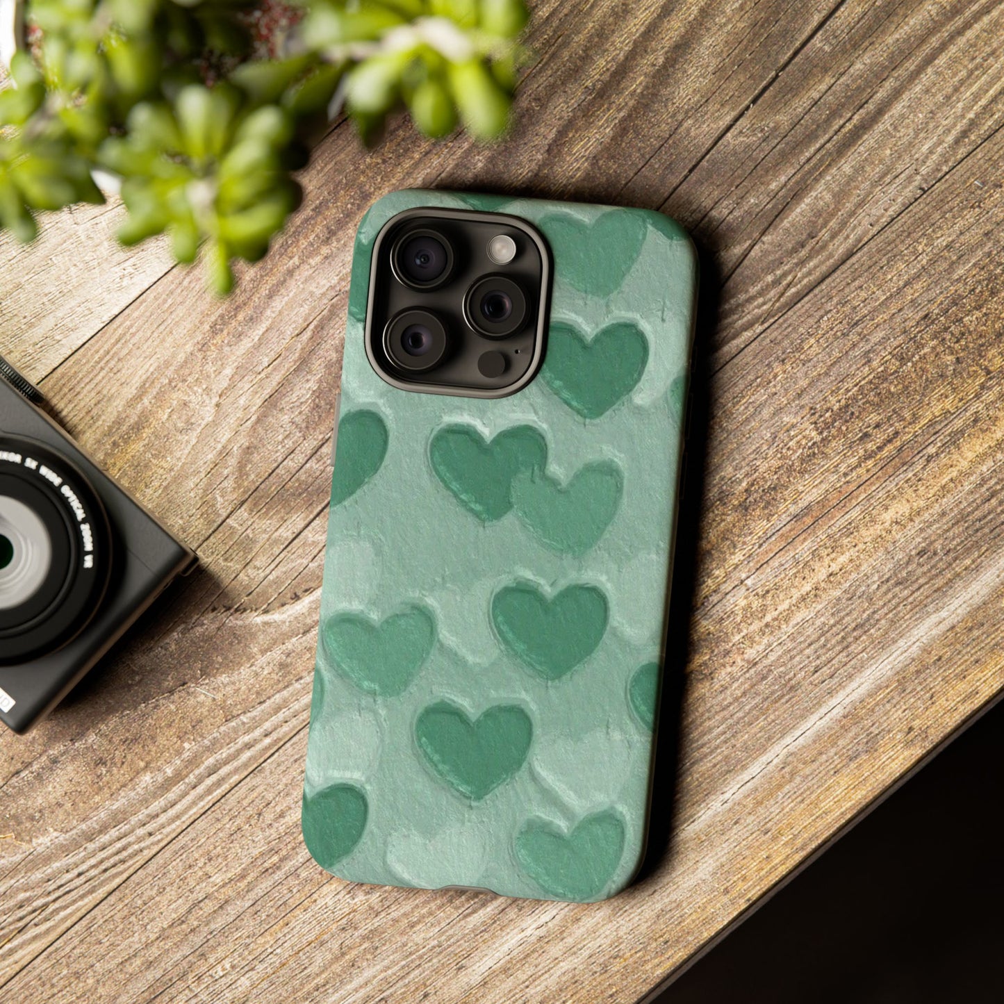 Green Heart Chalk Wall Phone Case