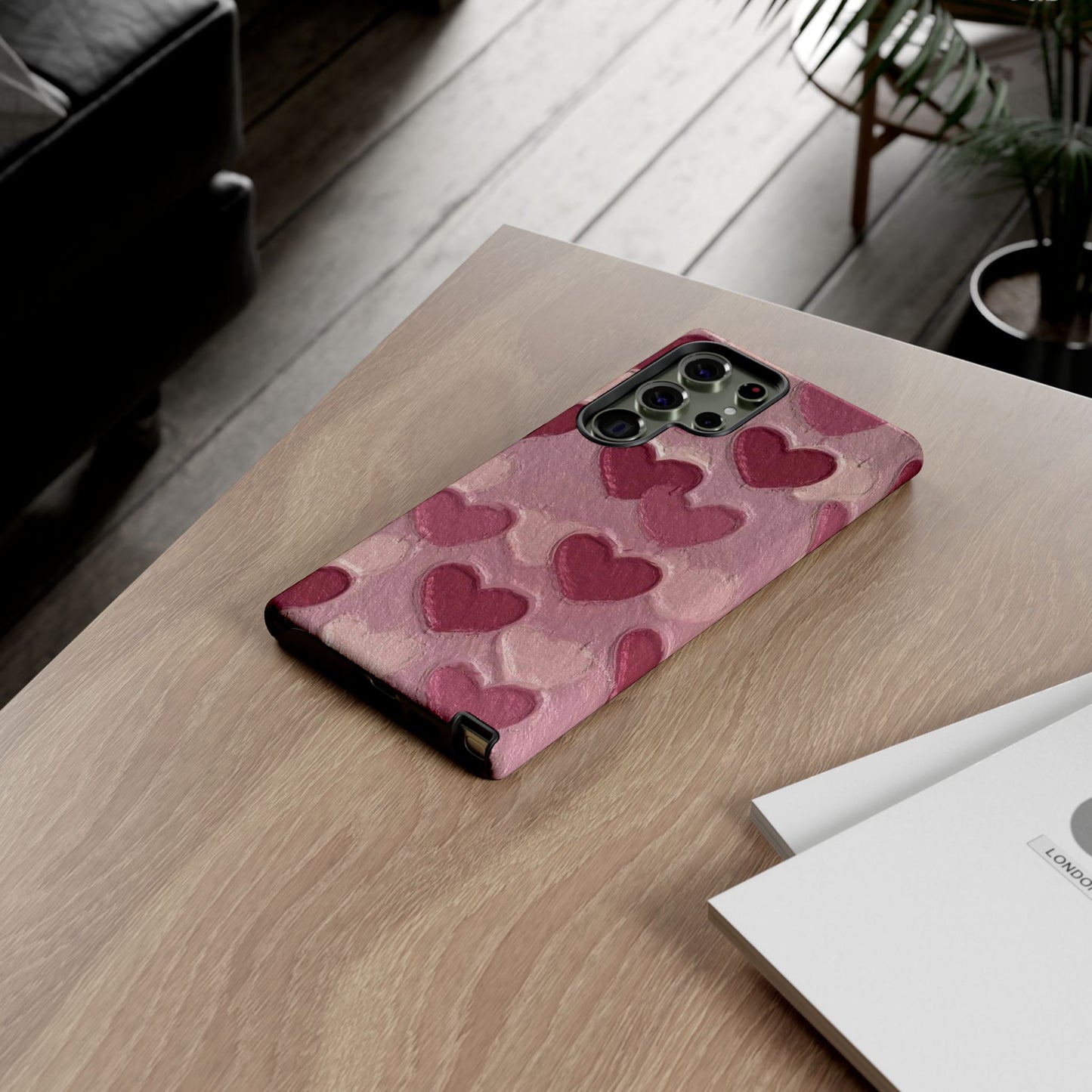 Pink Heart Chalk Wall Phone Case