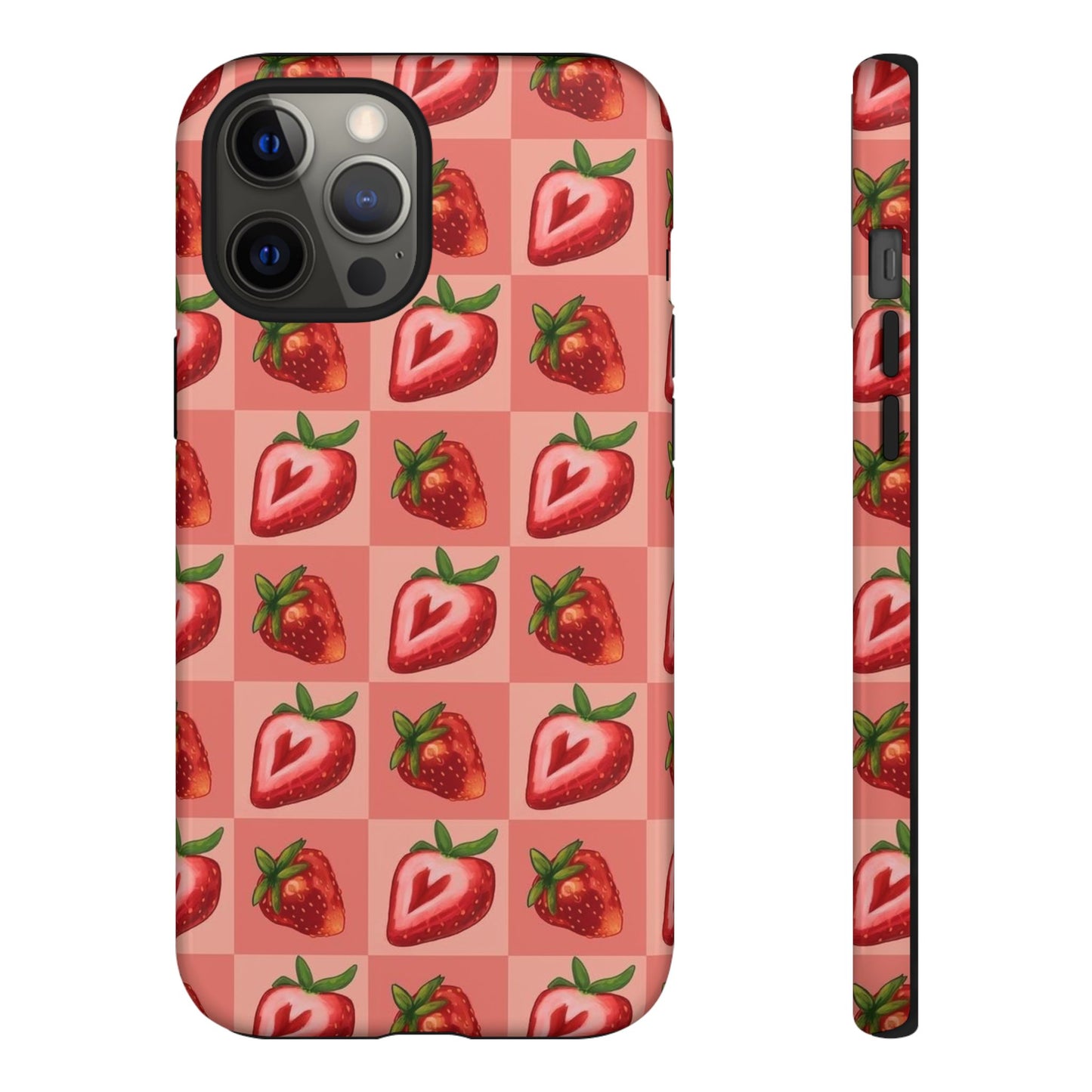 Strawberry Heart Checkers Phone Case