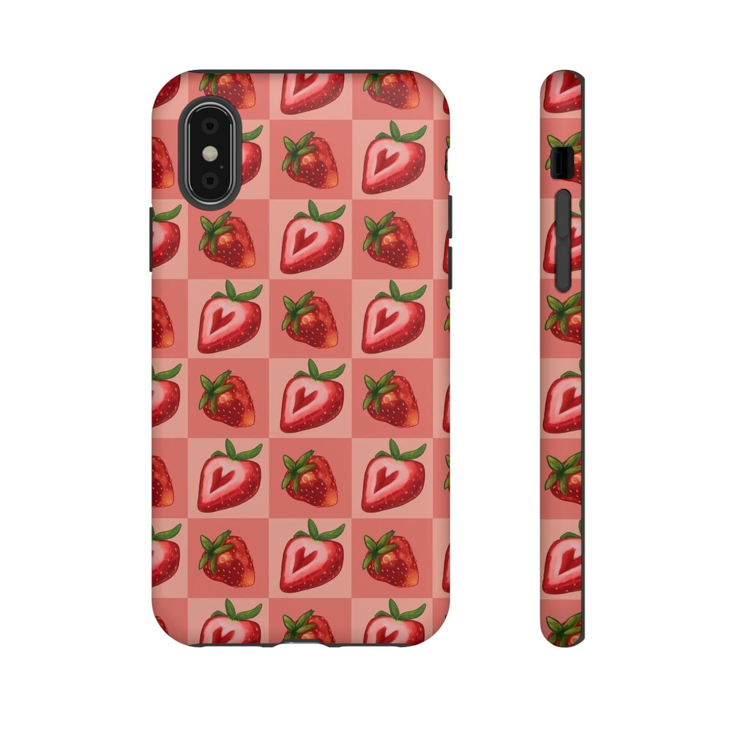 Strawberry Heart Checkers Phone Case