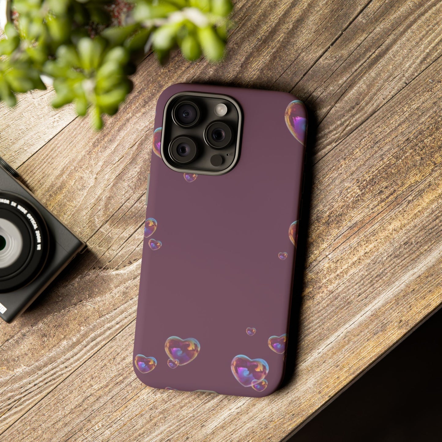 Purple Heart Bubbles Phone Case