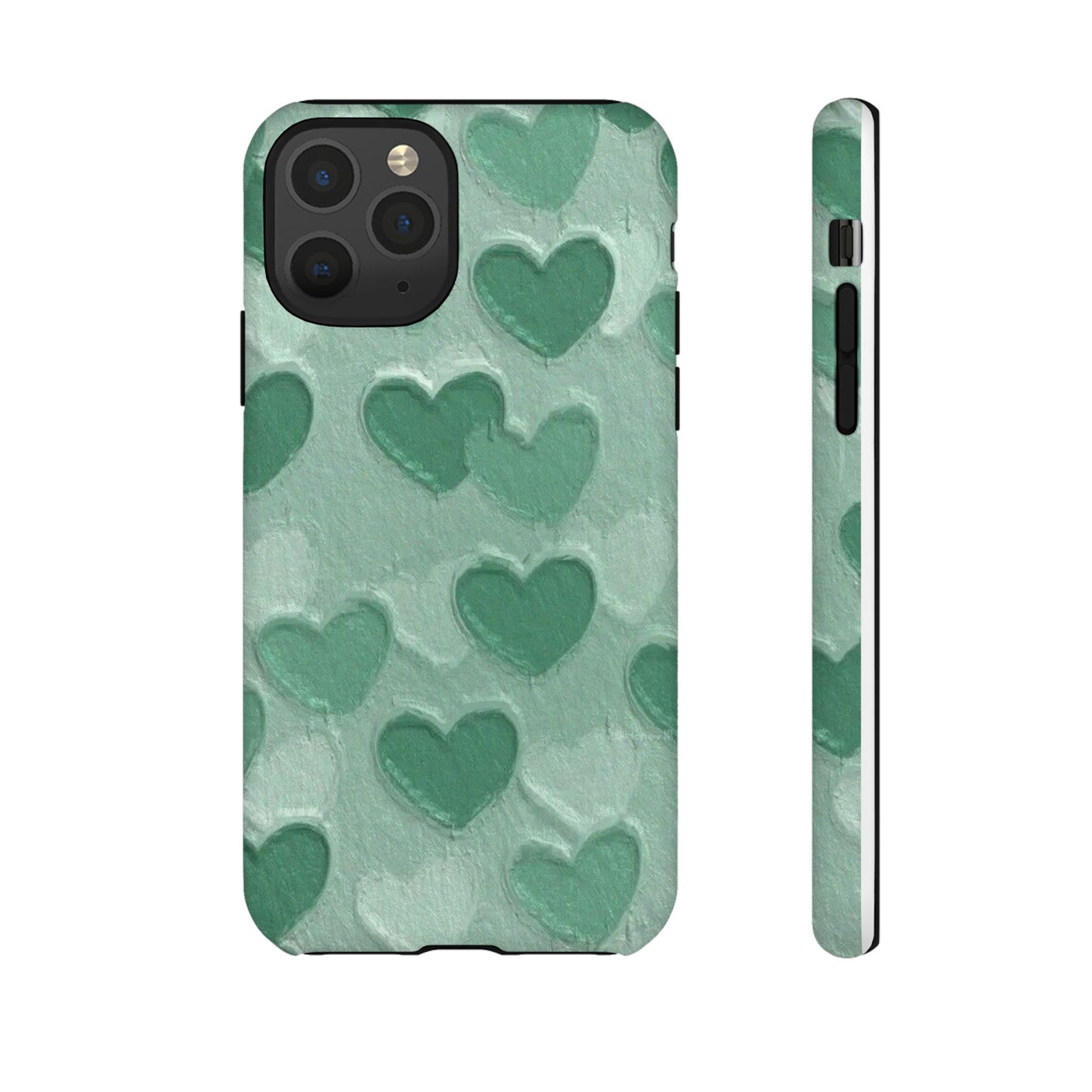 Green Heart Chalk Wall Phone Case