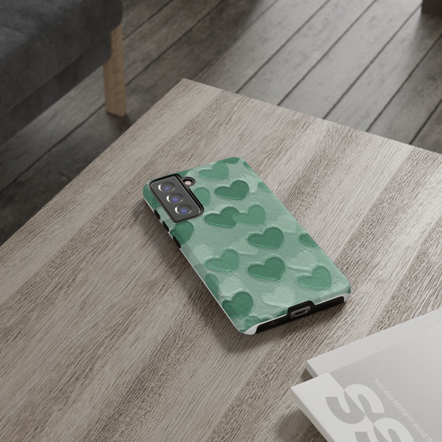 Green Heart Chalk Wall Phone Case