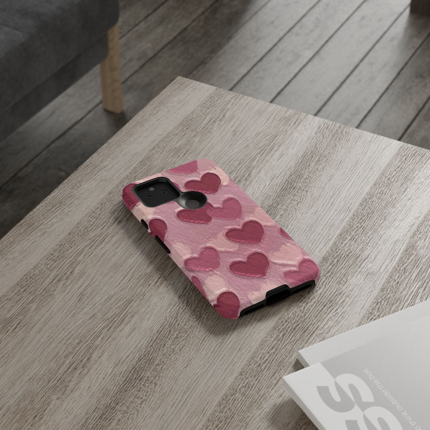 Pink Heart Chalk Wall Phone Case