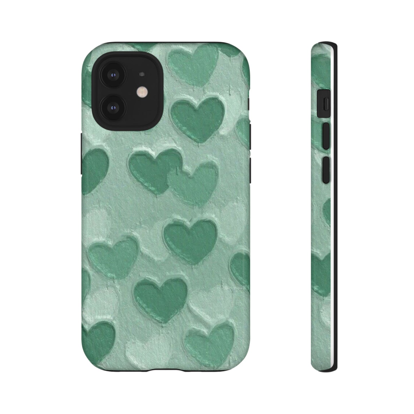 Green Heart Chalk Wall Phone Case