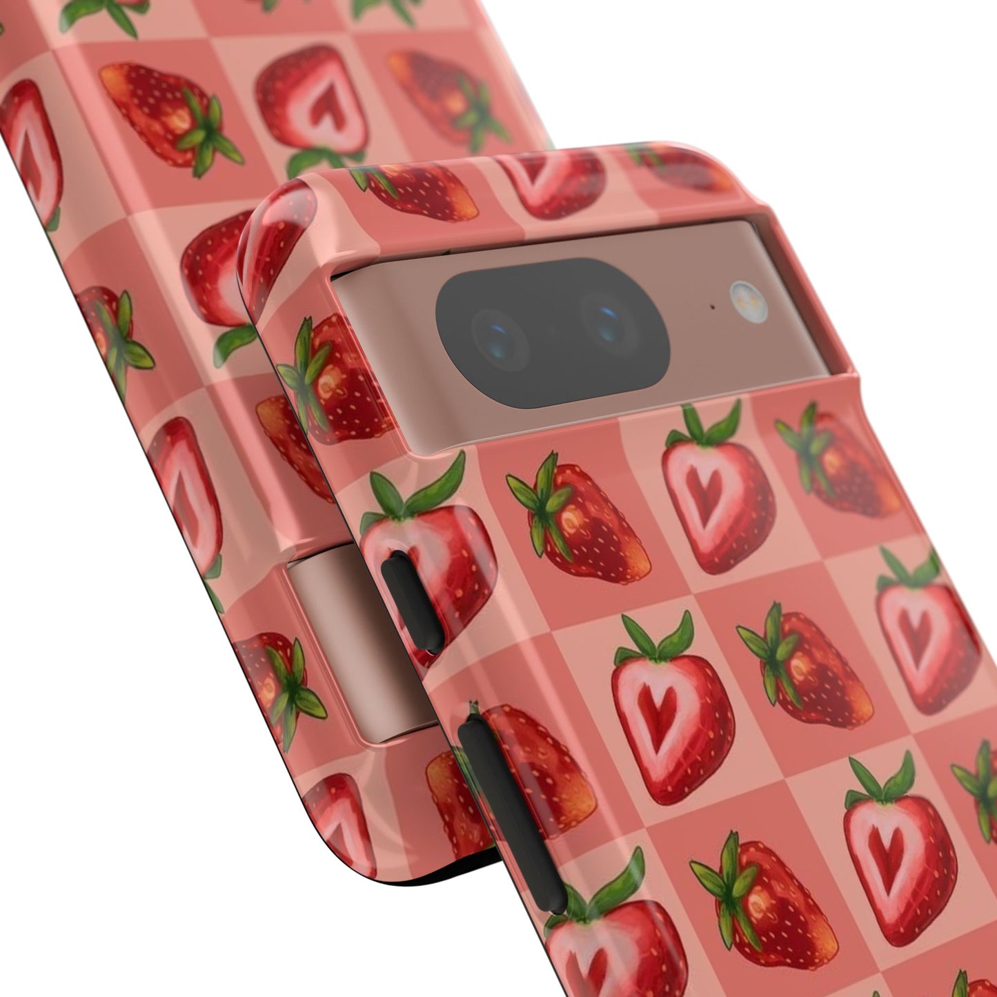 Strawberry Heart Checkers Phone Case