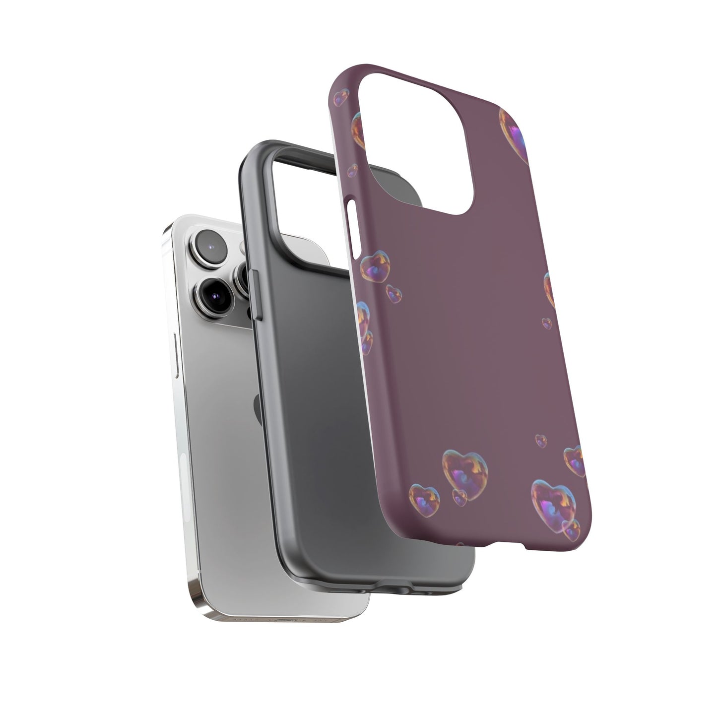 Purple Heart Bubbles Phone Case