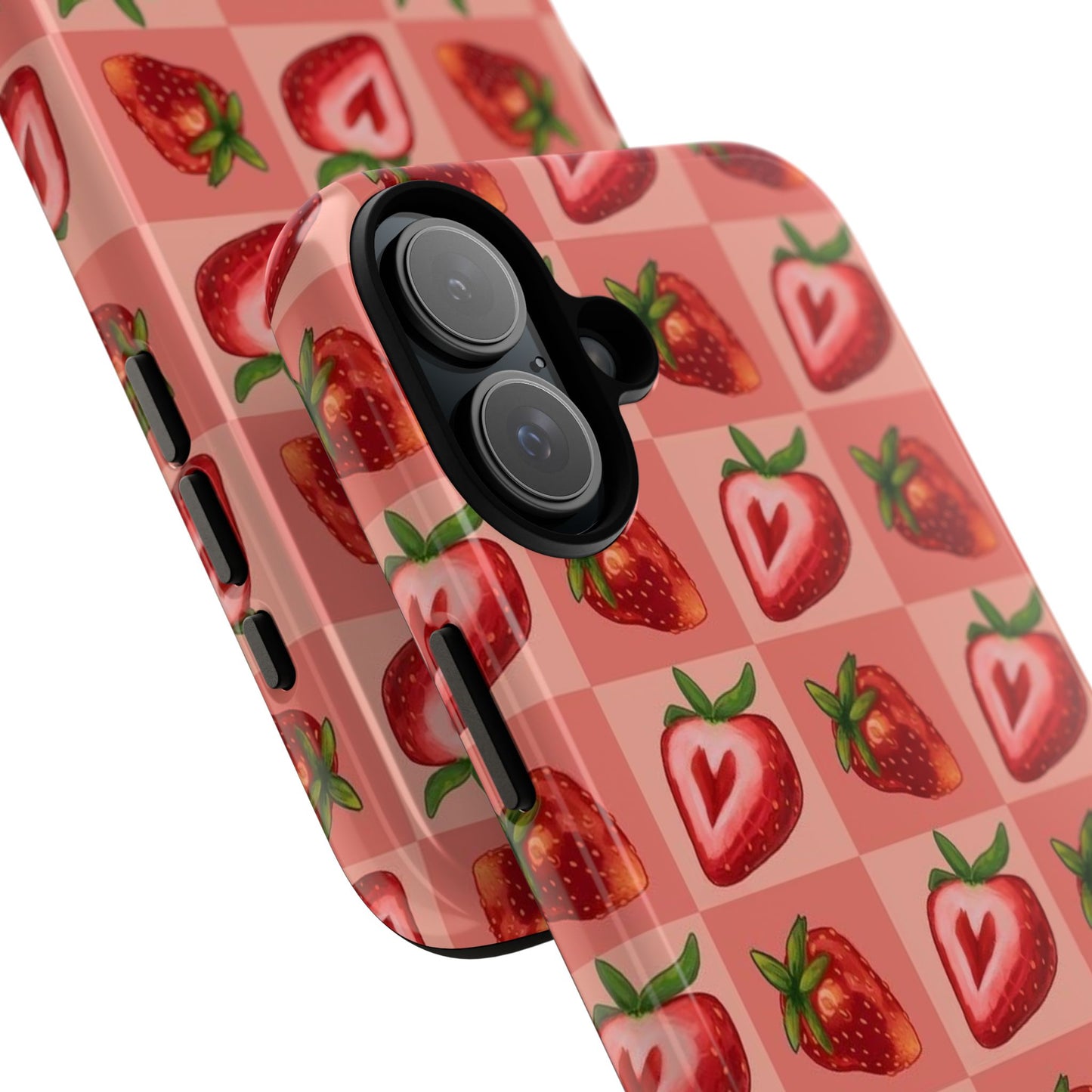 Strawberry Heart Checkers Phone Case