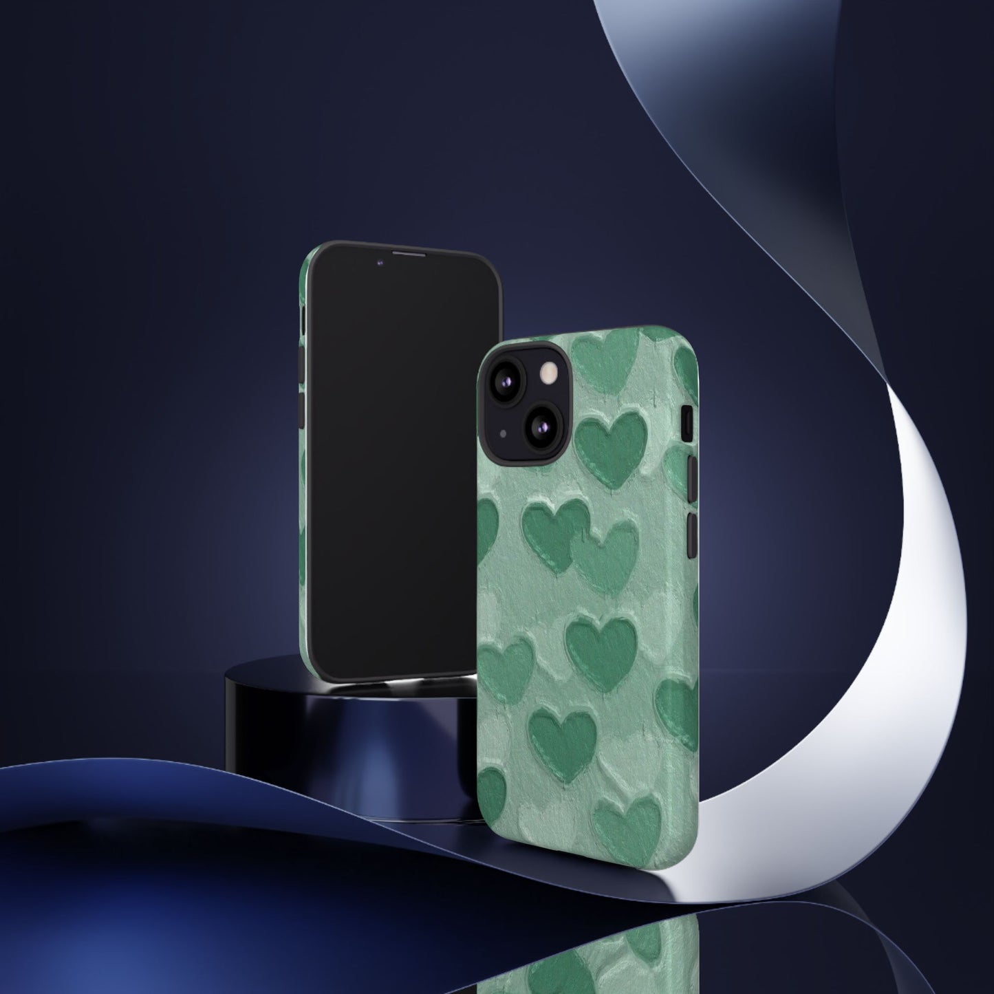 Green Heart Chalk Wall Phone Case