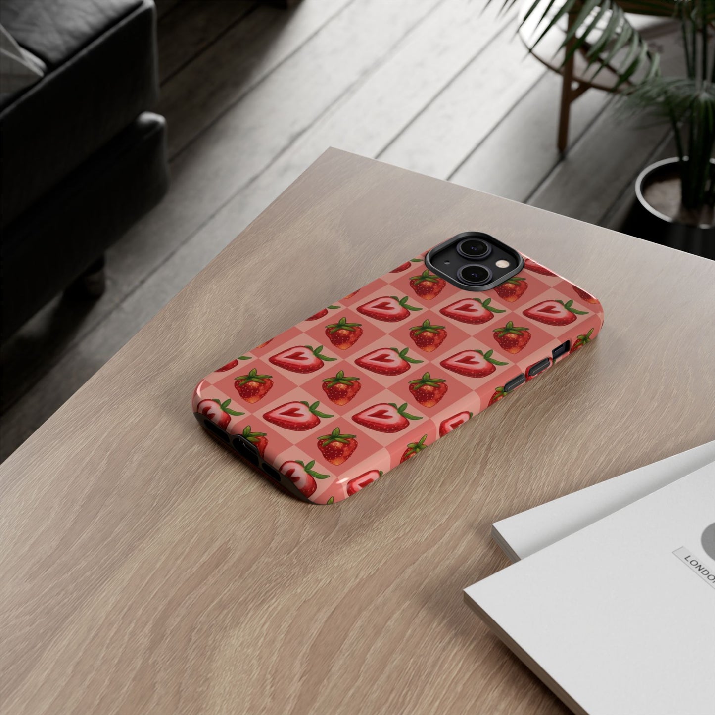 Strawberry Heart Checkers Phone Case