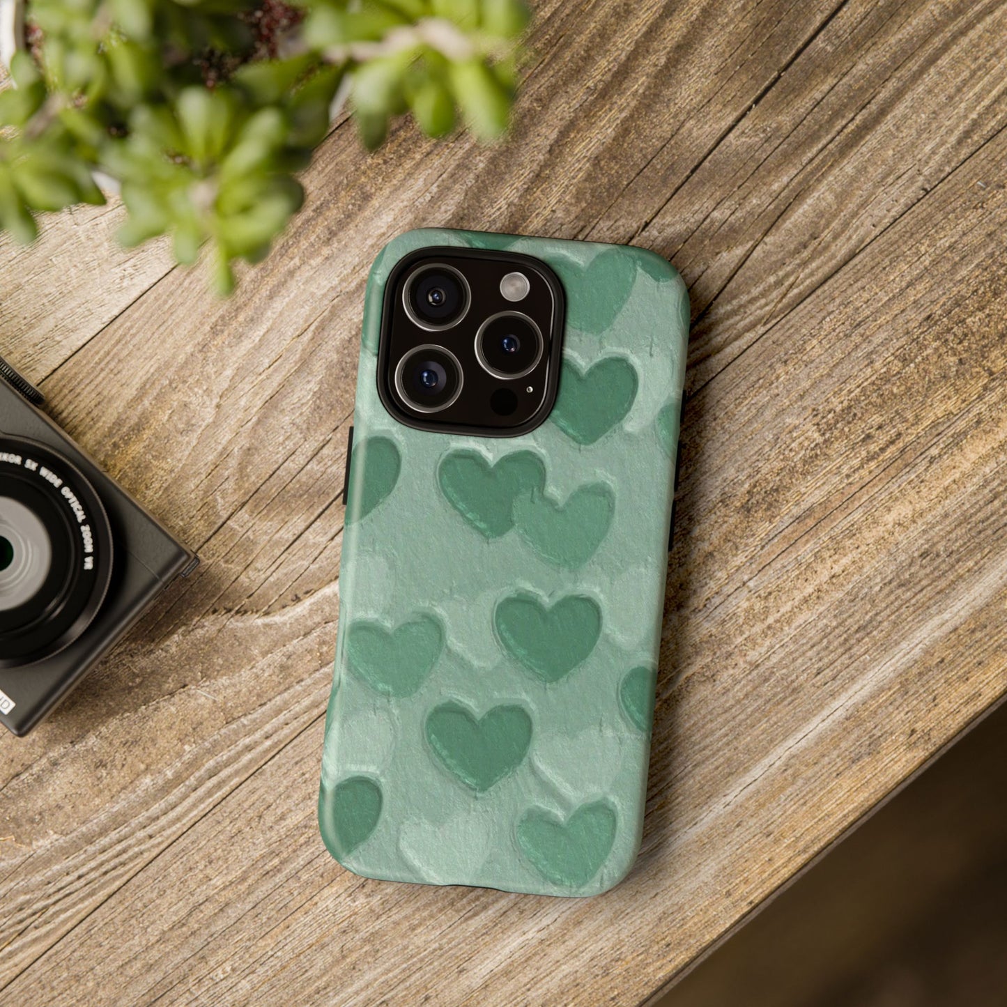 Green Heart Chalk Wall Phone Case